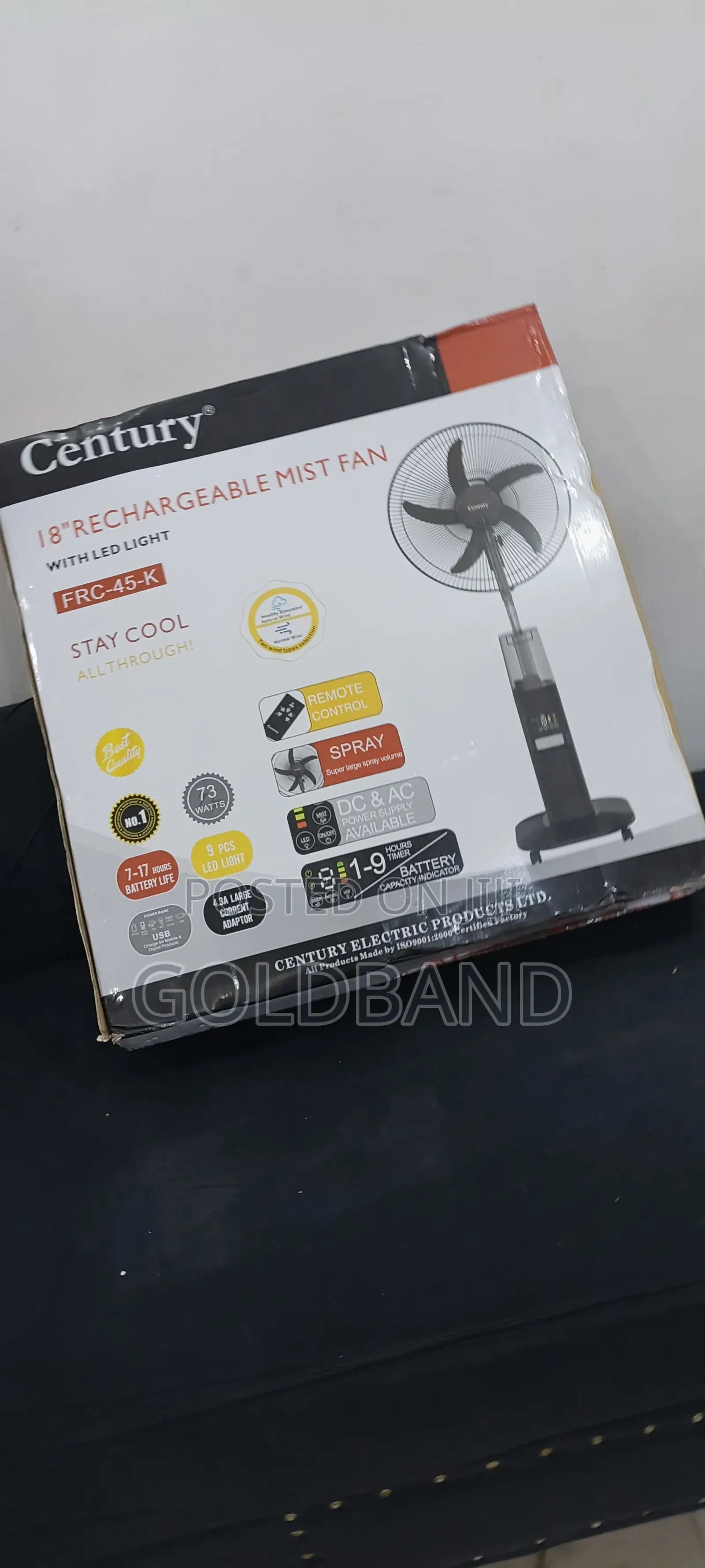 Century 18-Inch Battery-Operated Mist Fan