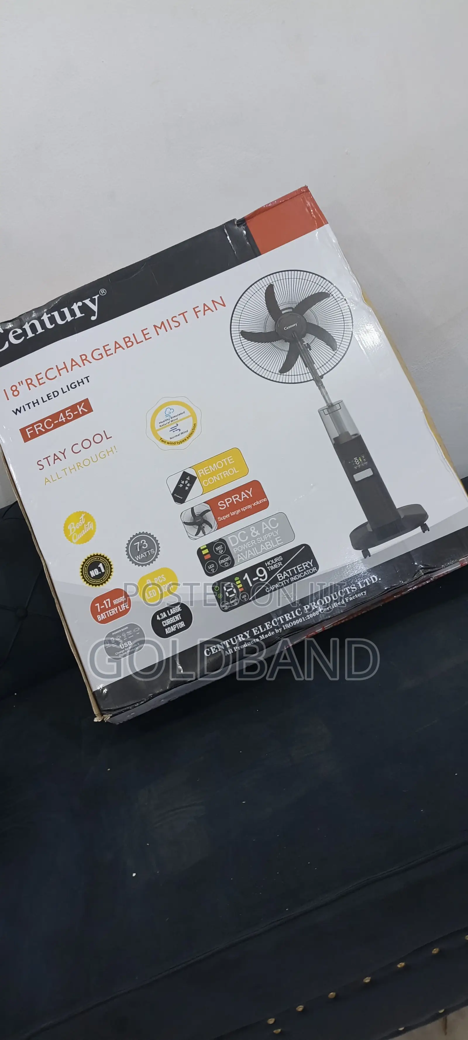 Century 18" Rechargeable Fan With Water Tank