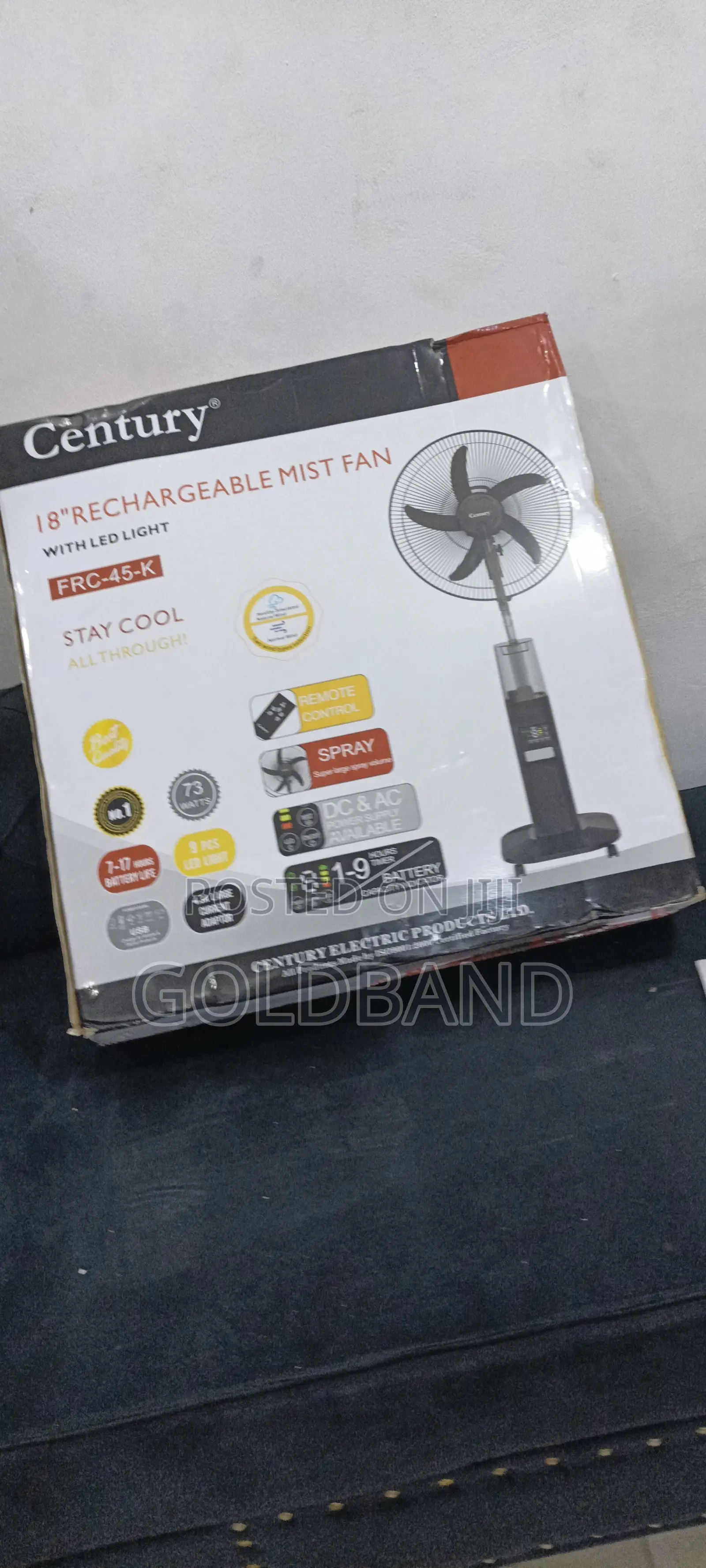 Century 18" Rechargeable Fan for Heat Humidity
