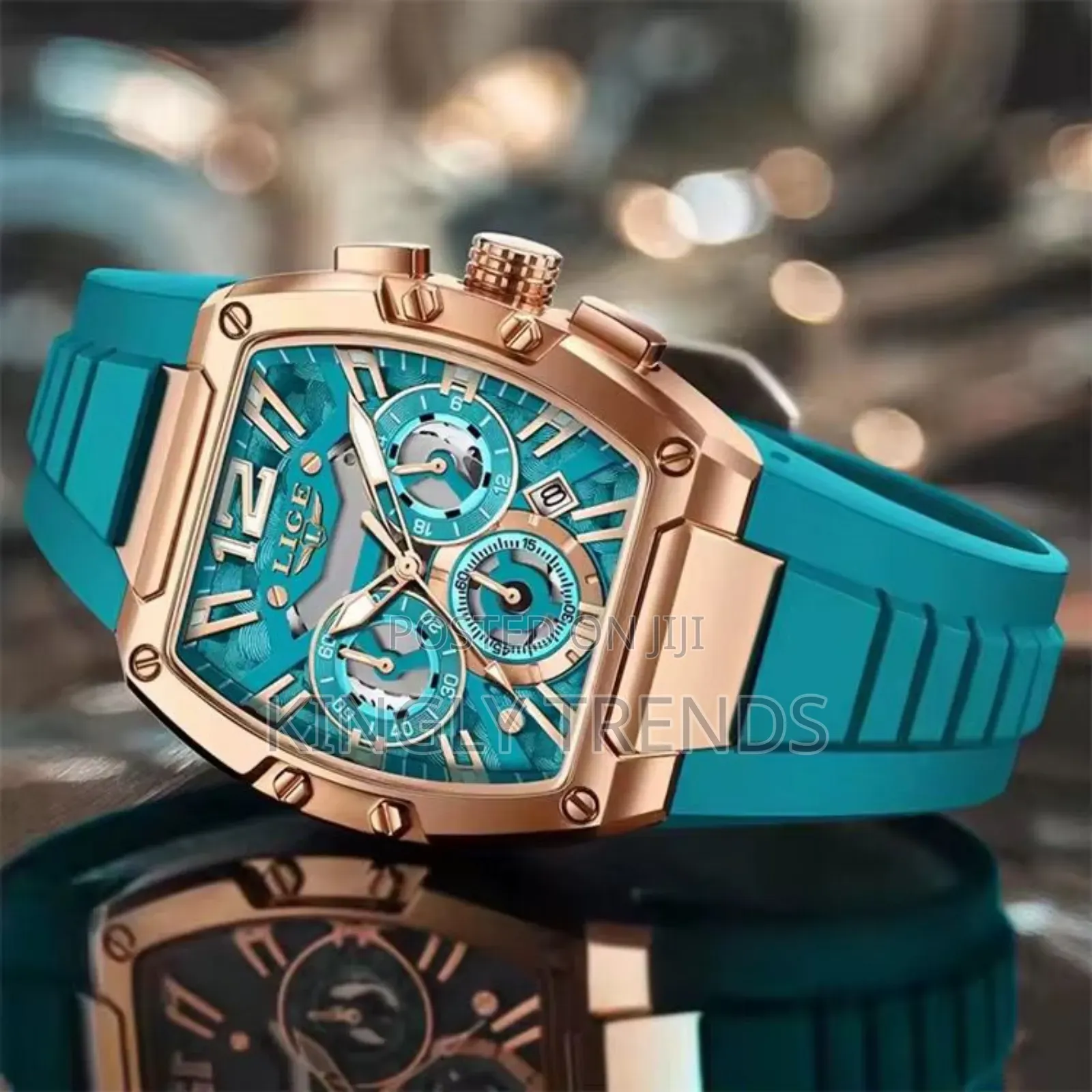 Men Lige 
Active Chronograph Rubber Strap Wristwatch