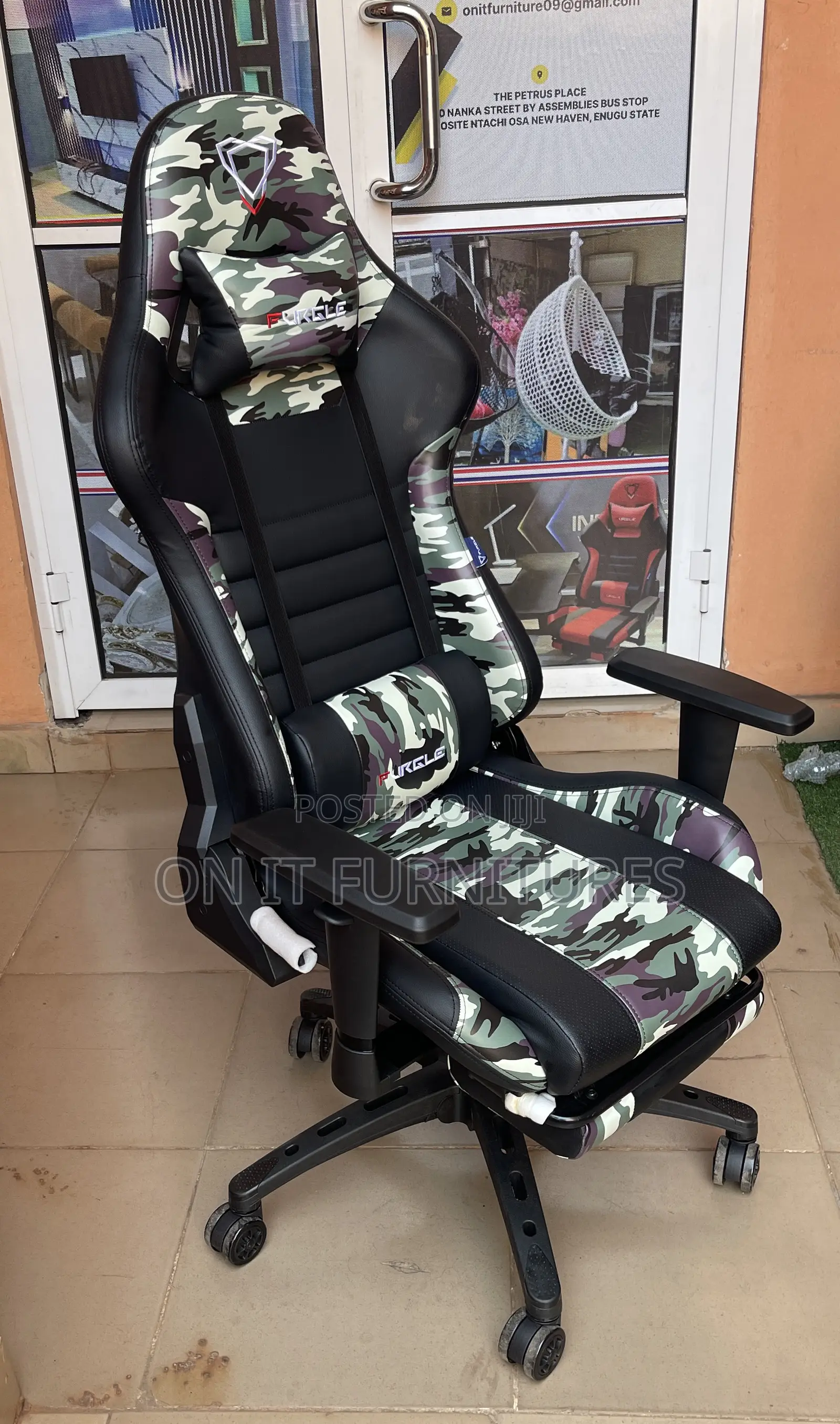 Ergonomic Furgle Camo Gaming Chair With Lumbar Support Recline