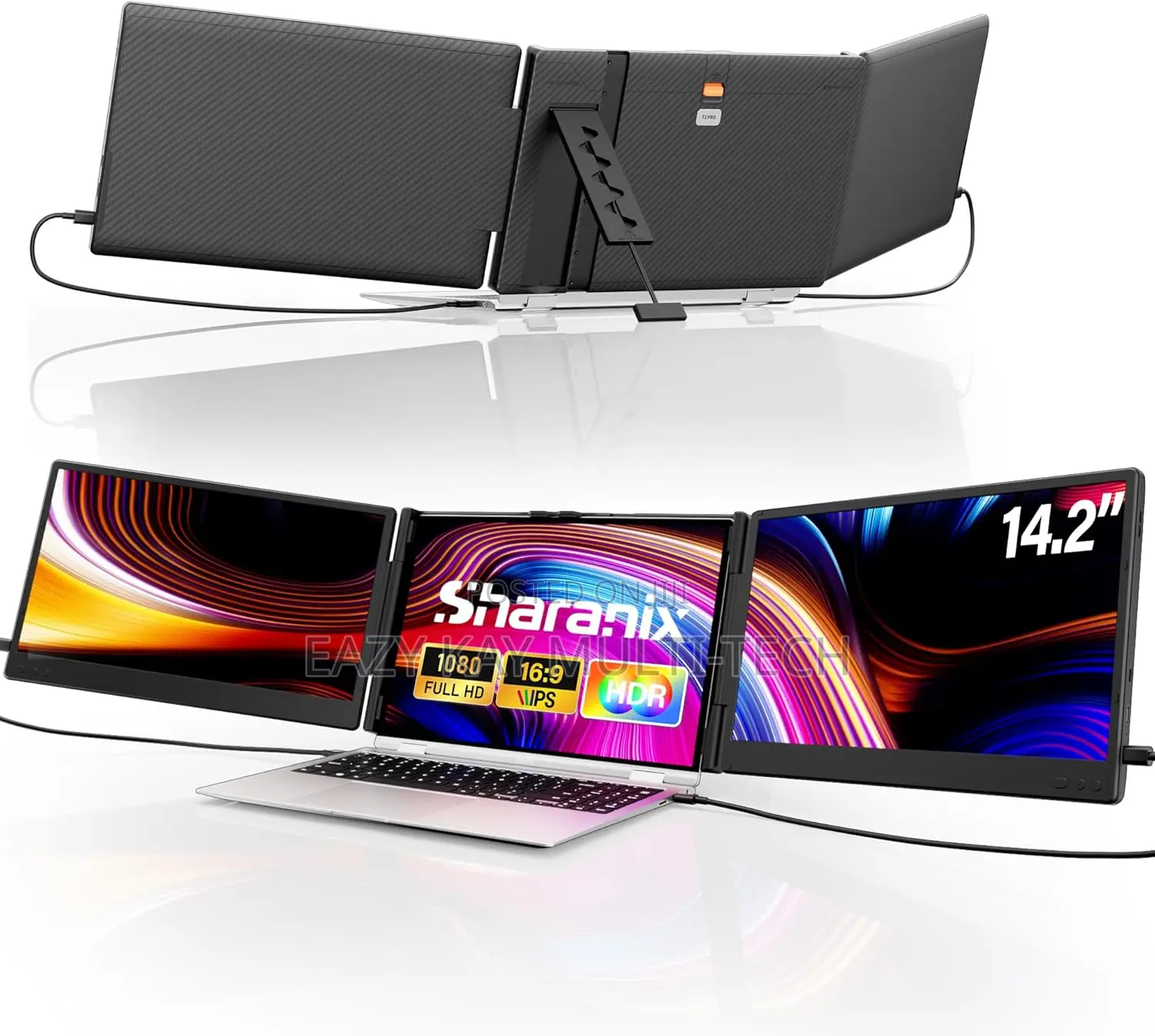 Tri Screen Laptop Monitor Extender for Workstation