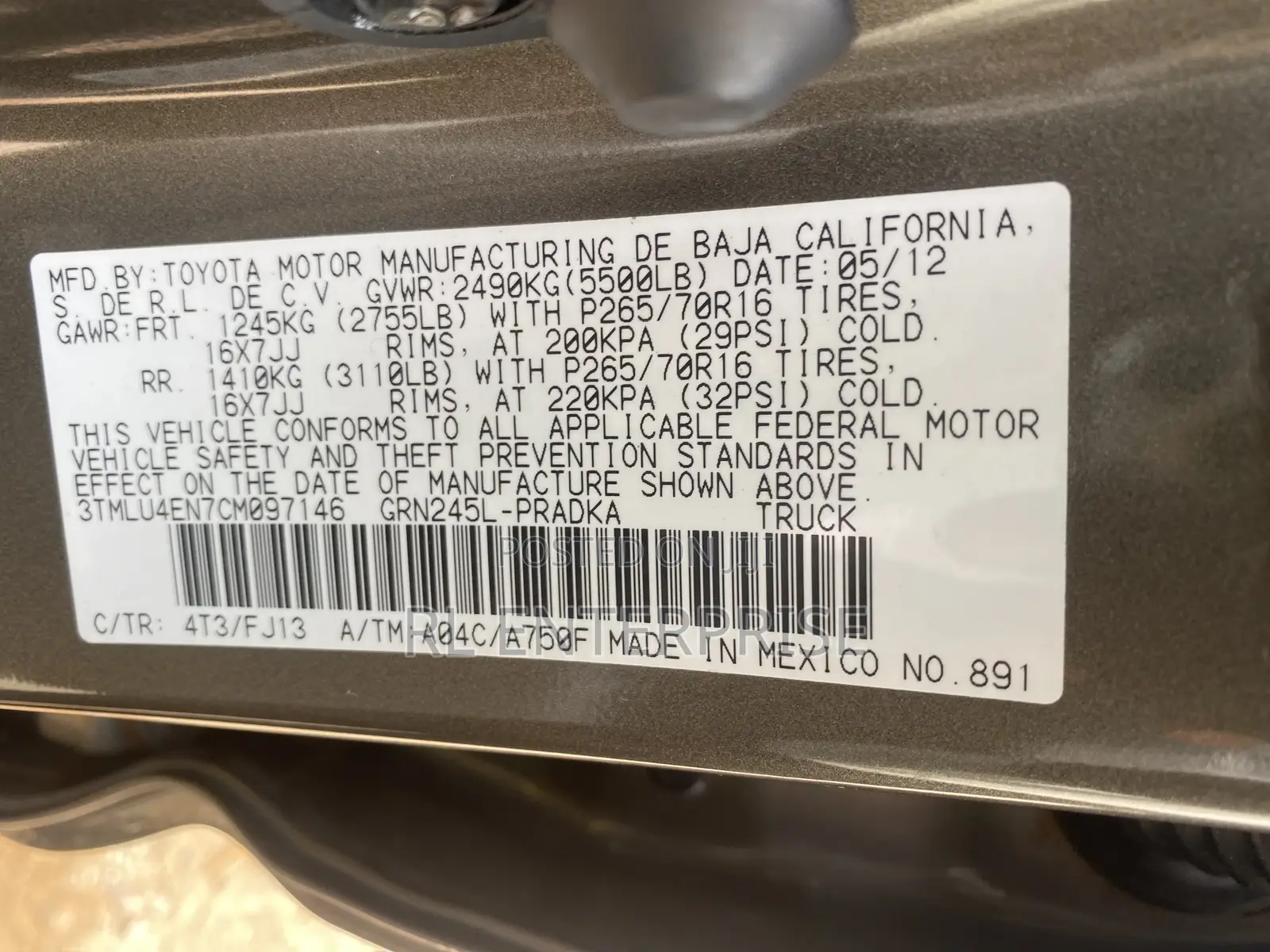 Toyota Tacoma Regular Cab Automatic 2012 Brown