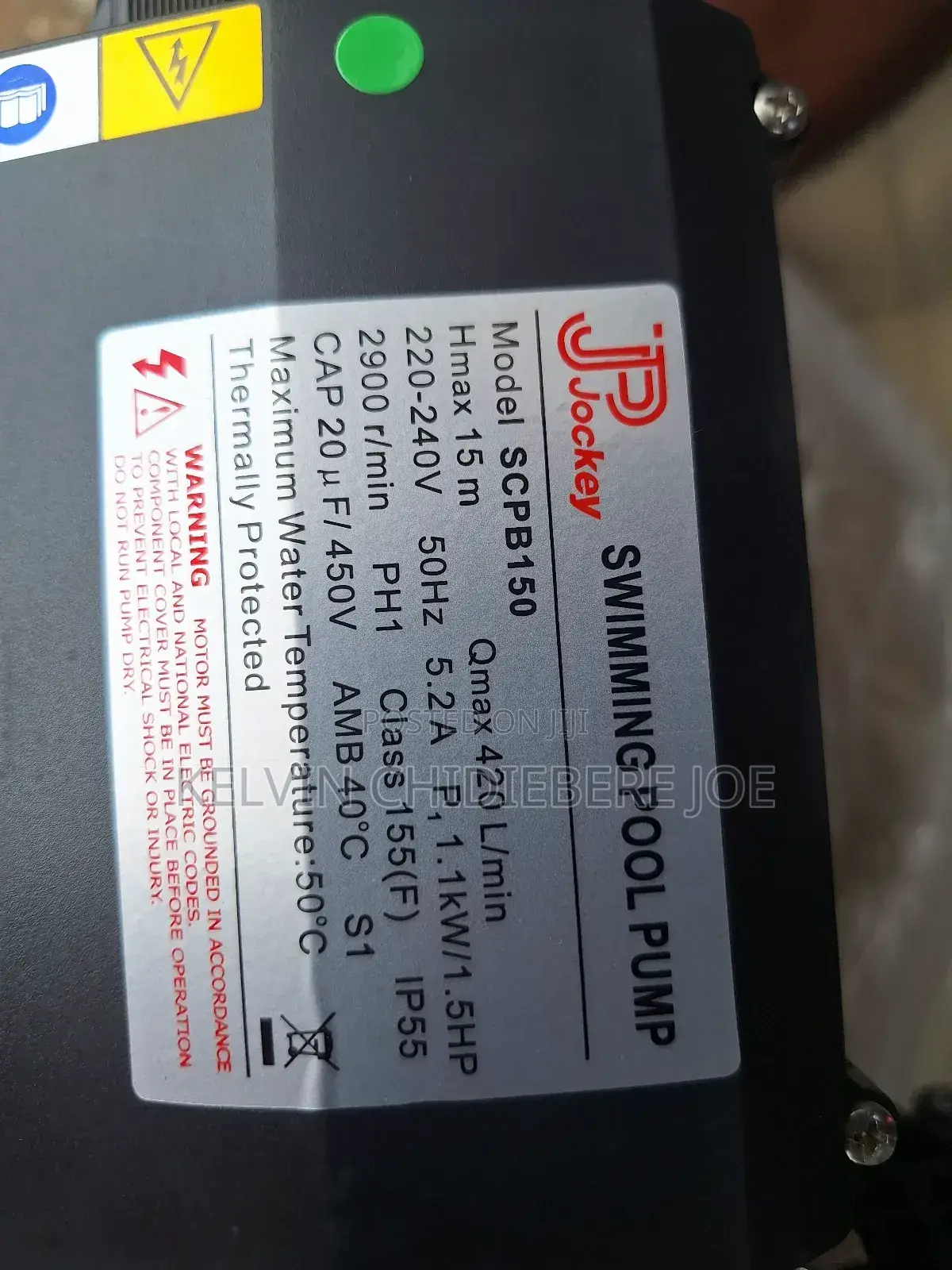 Jockey Swimming Pool Pump 1.1kw, 1.5hp