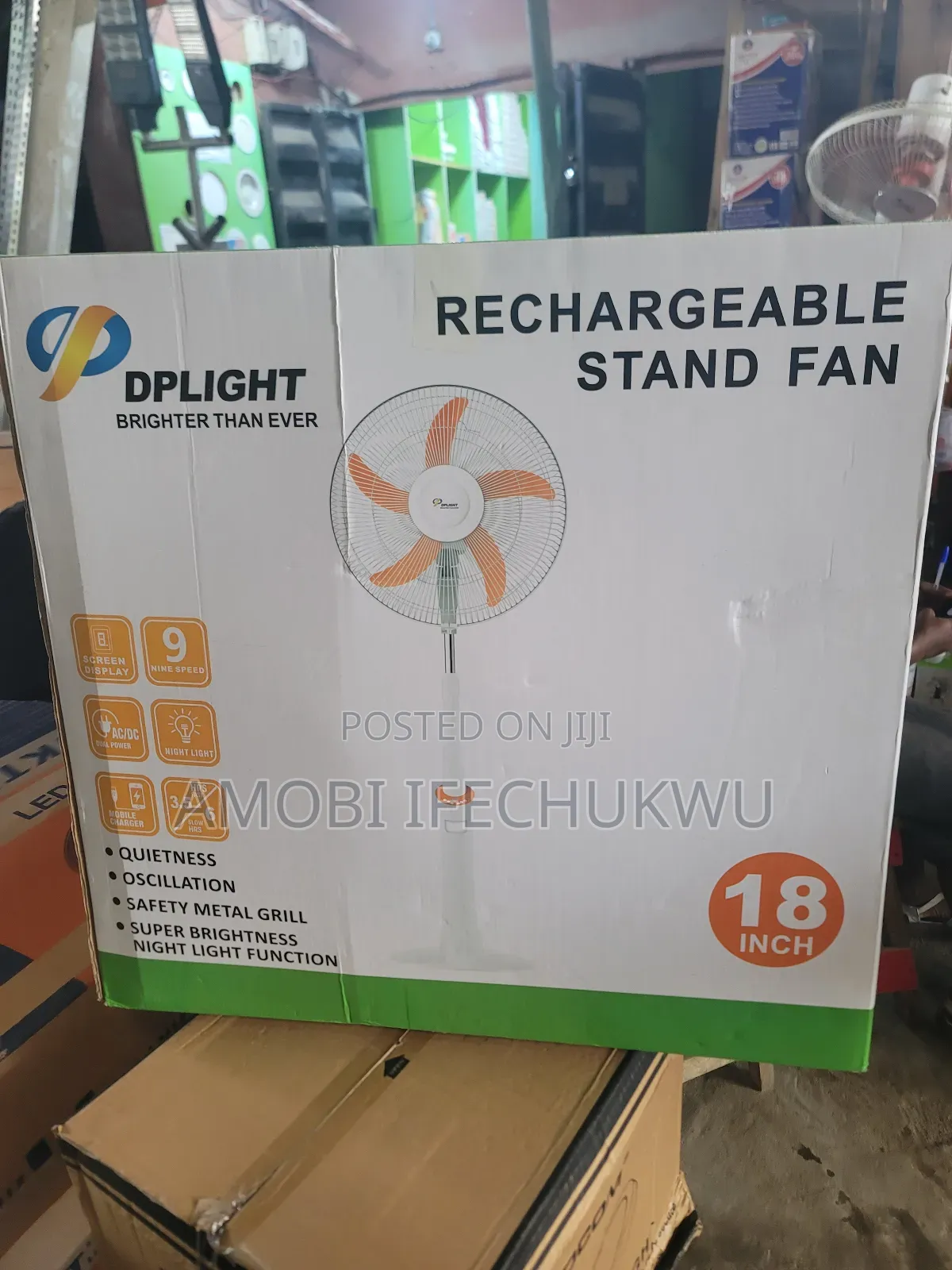 18"Inches Solar Rechargeable Fan