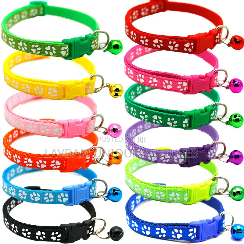 Pet Patch Paw Print Collar With Bell for Cats Dogs | Bell Collar