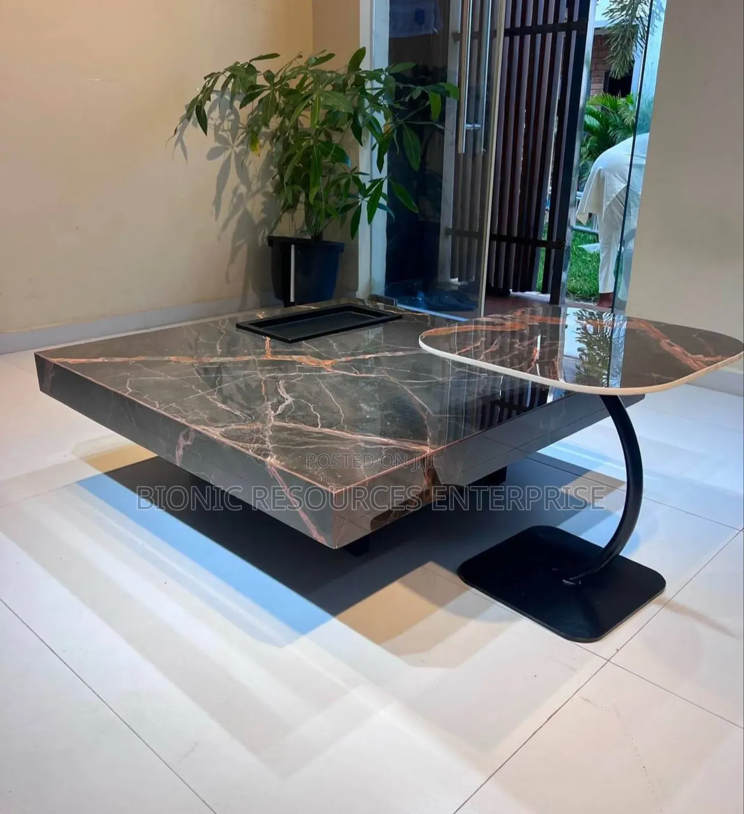 Marble Top Center Table and Side Stool