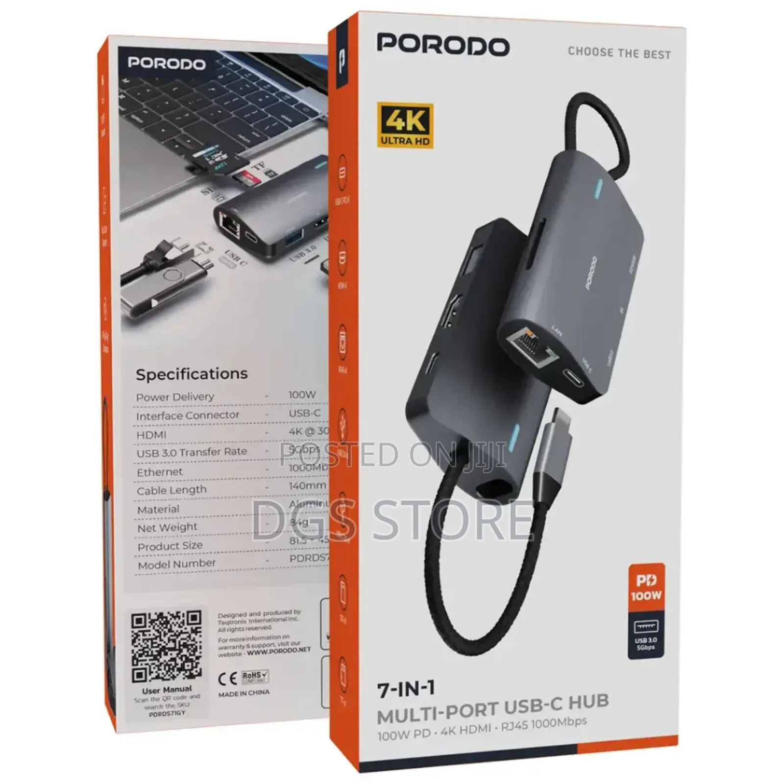 Porodo 7in1 Multi Port Usb C Hub