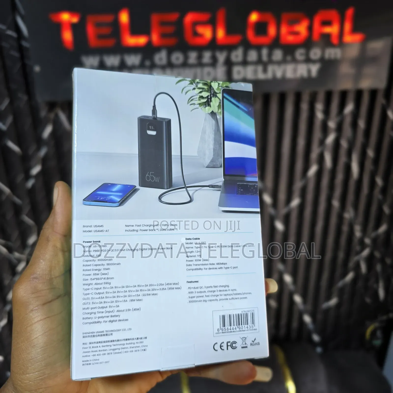Usams 30000mah 65w Pd Fast Charging Laptop Powerbank