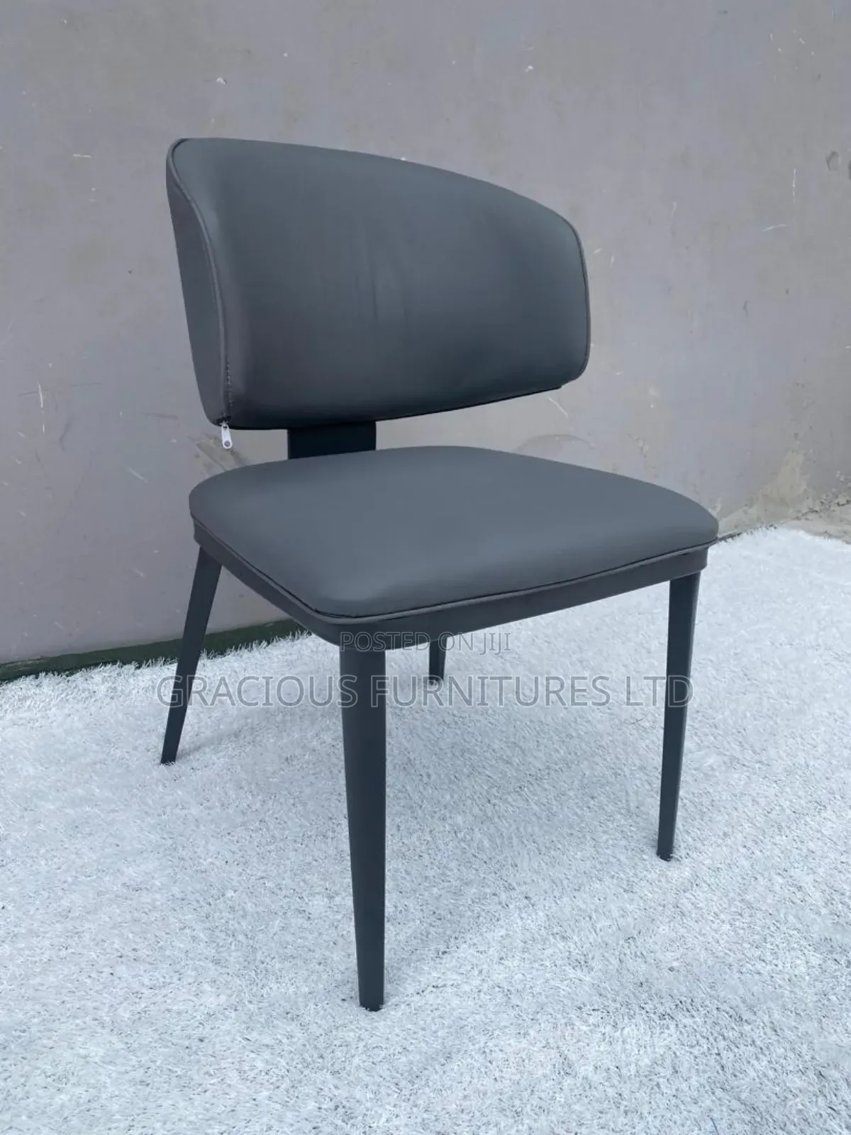 Modern Grey Faux Leather Dining Chair