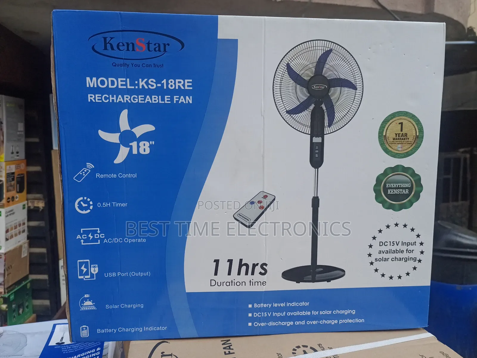 18" Kenstar Rechargeable Stand Fan