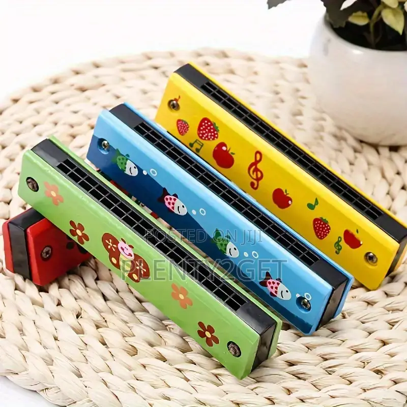 1pc Wooden Painted Toy Musical Instrument 16-Hole Harmonica Toy Gift