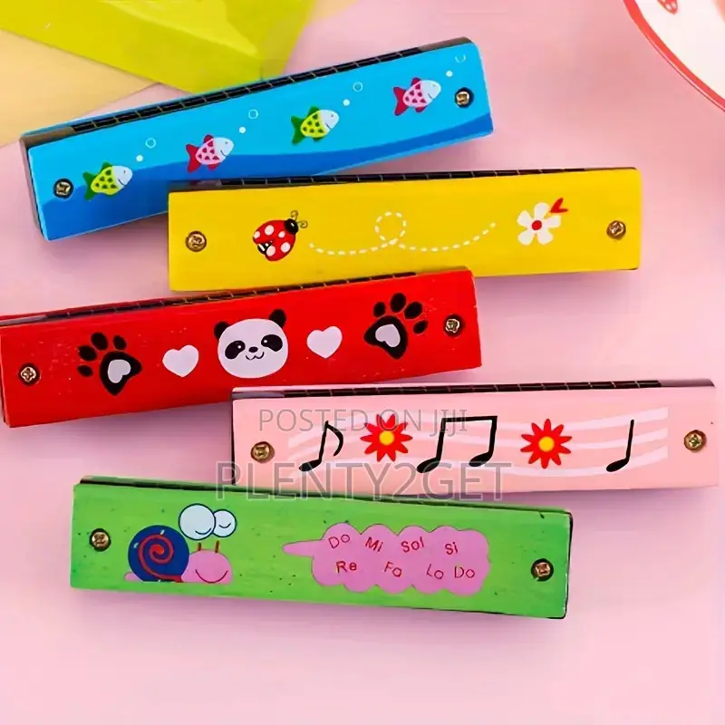 1pc Wooden Painted Toy Musical Instrument 16-Hole Harmonica Toy Gift