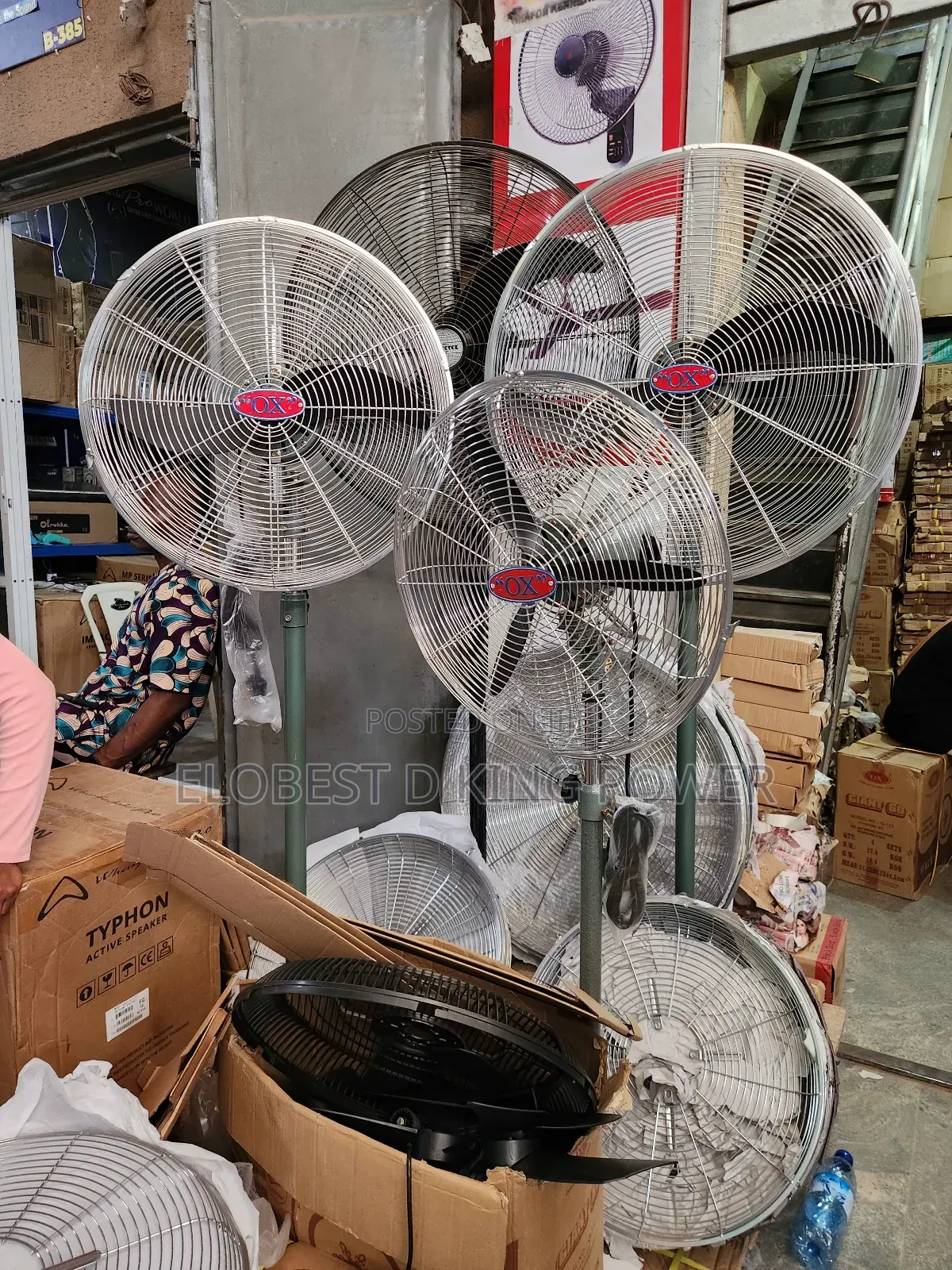 18inches Ox Industrial Standing Fan With Copper Coil Silver Color