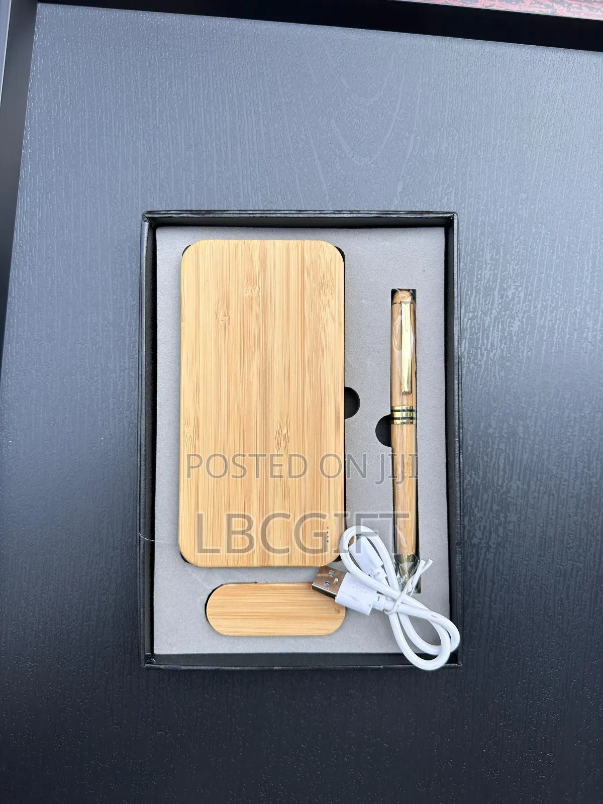 3 in 1 Wooden Set of Power Bank, Pen Flash Drive (Wholesales Only)