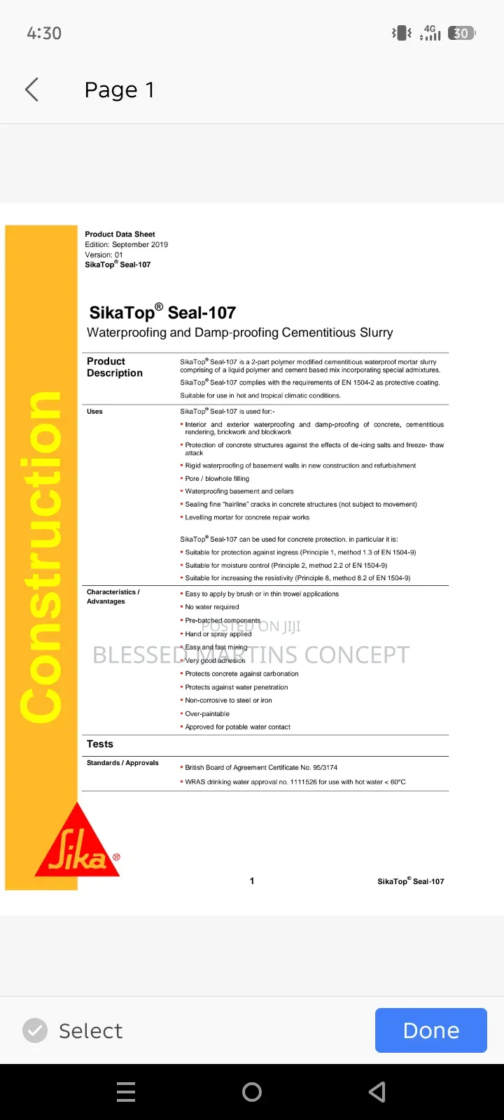 Sika Top Seal 107 Two in One Admixture for Damping and Waterproofing