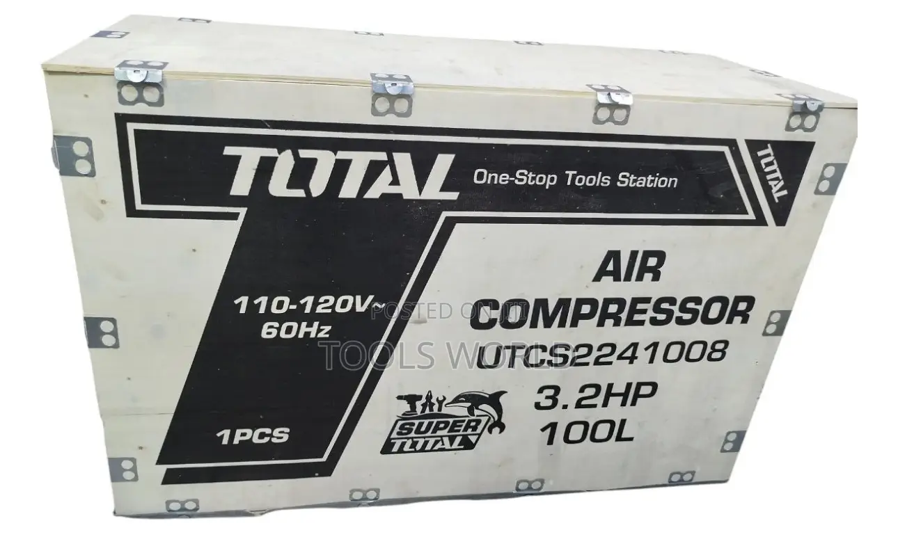 Total Oil-Free Industrial Air Compressor – 100l / 3.25hp (2×1200w)
