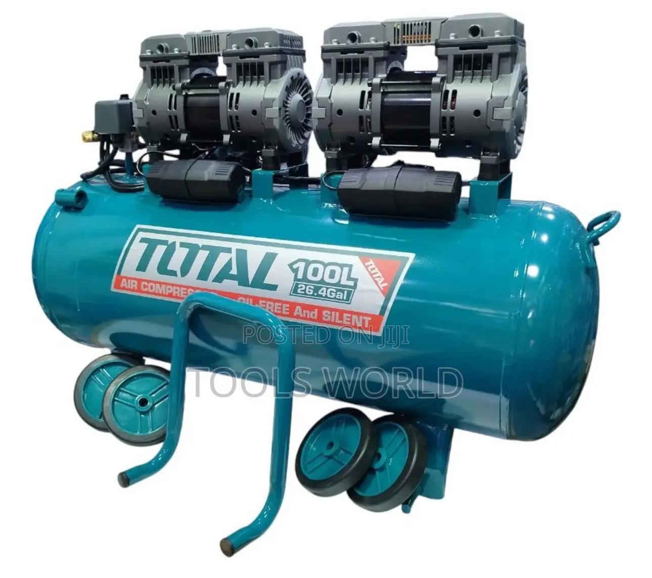 Total Oil-Free Industrial Air Compressor – 100l / 3.25hp (2×1200w)