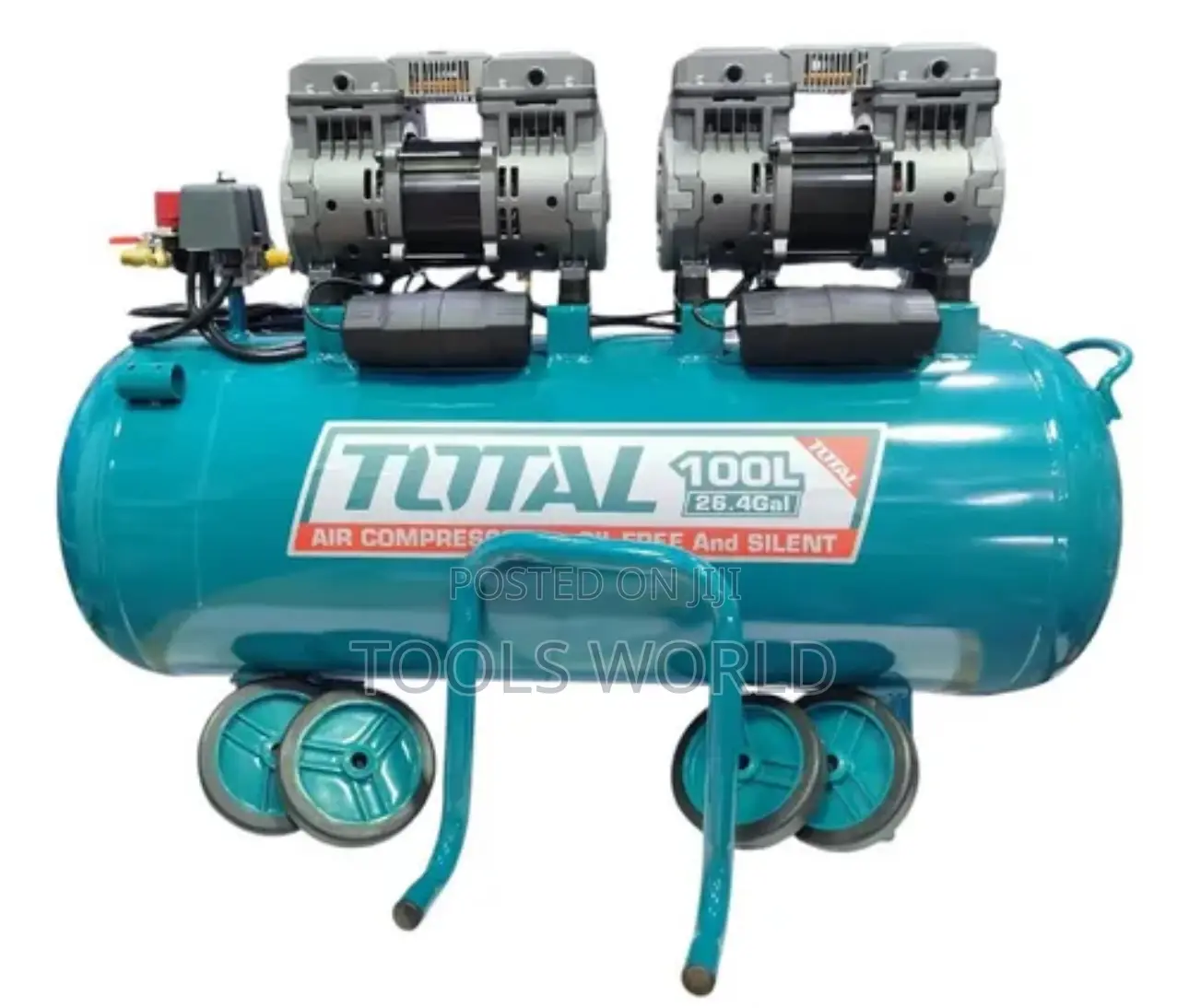 Total Oil-Free Industrial Air Compressor – 100l / 3.25hp (2×1200w)