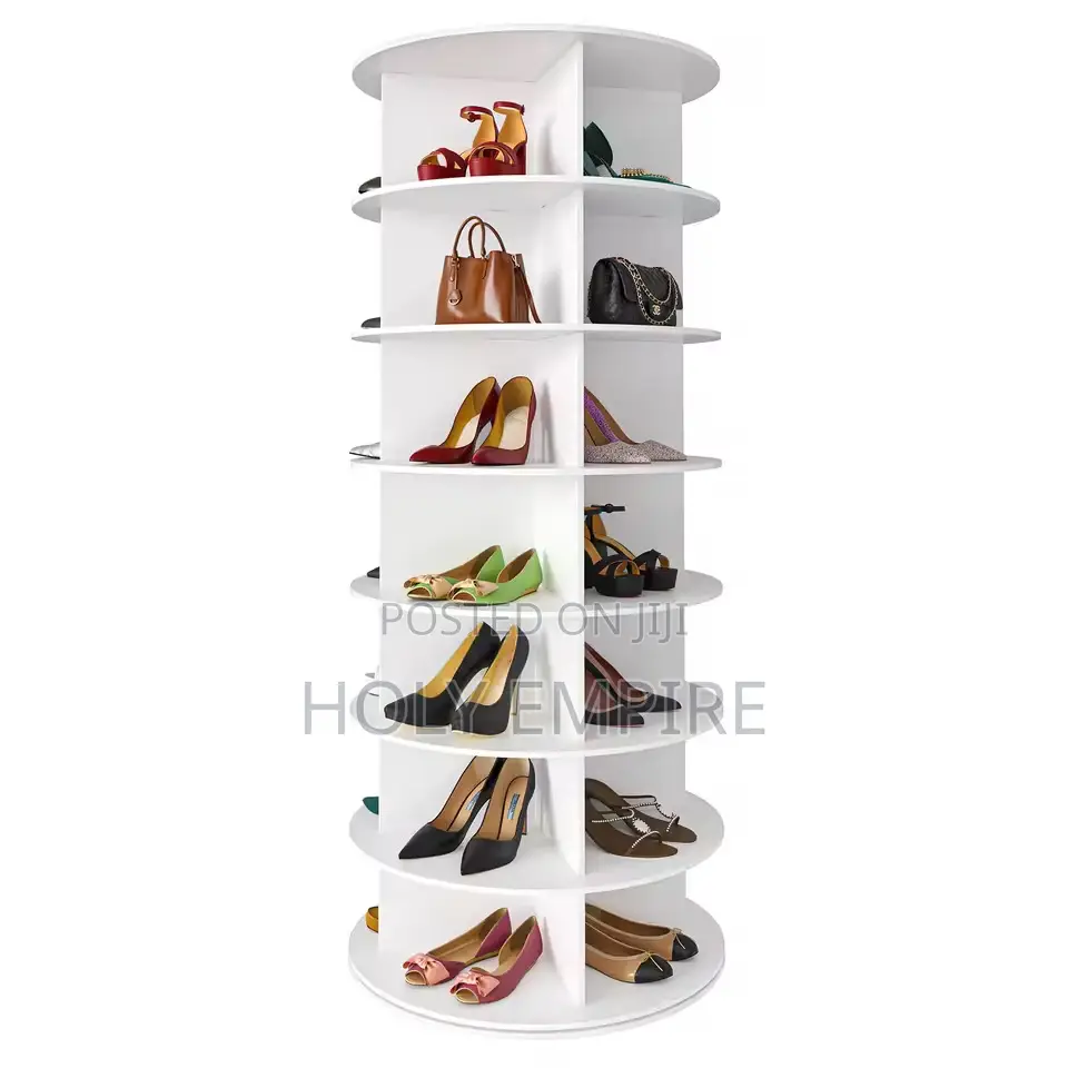 7-Tier White 360 Degree Revolving Lazy Susan Display Convertible Woode