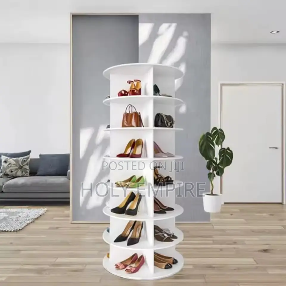 7-Tier White 360 Degree Revolving Lazy Susan Display Convertible Woode