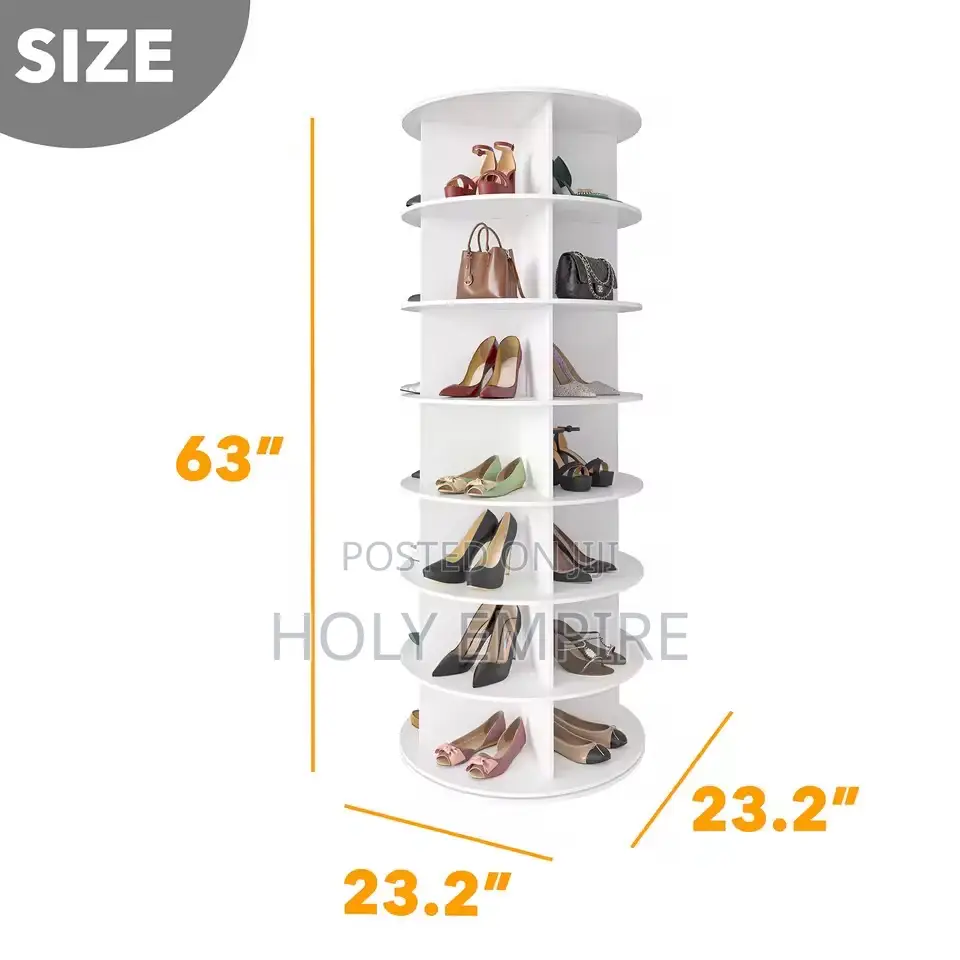 7-Tier White 360 Degree Revolving Lazy Susan Display Convertible Woode