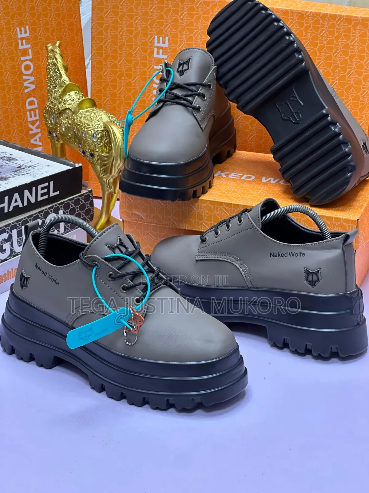 Naked Wolfe White/Black High Sole Shoe