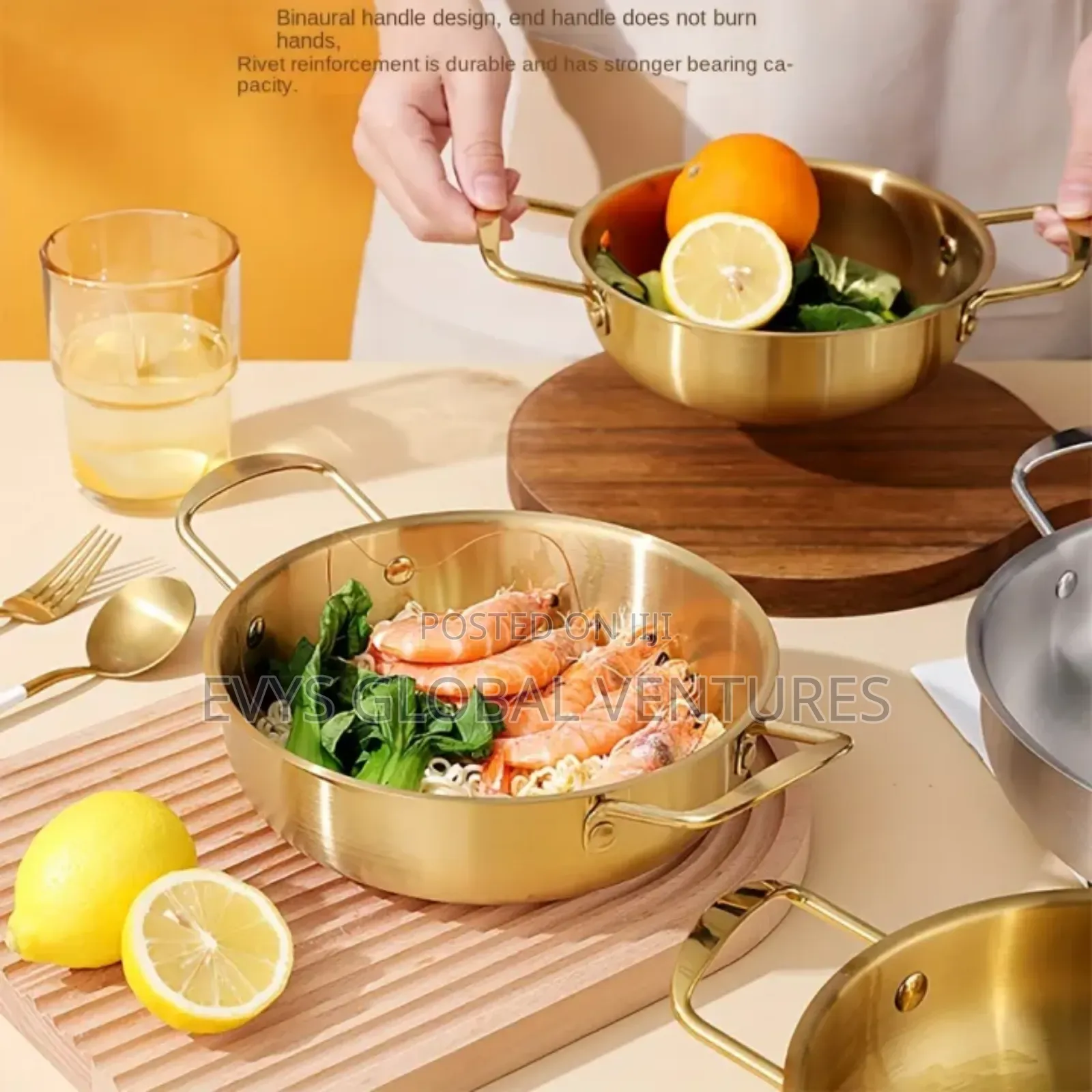 Stainless Steel Seafood Salad Multipurpose Gold Bowl