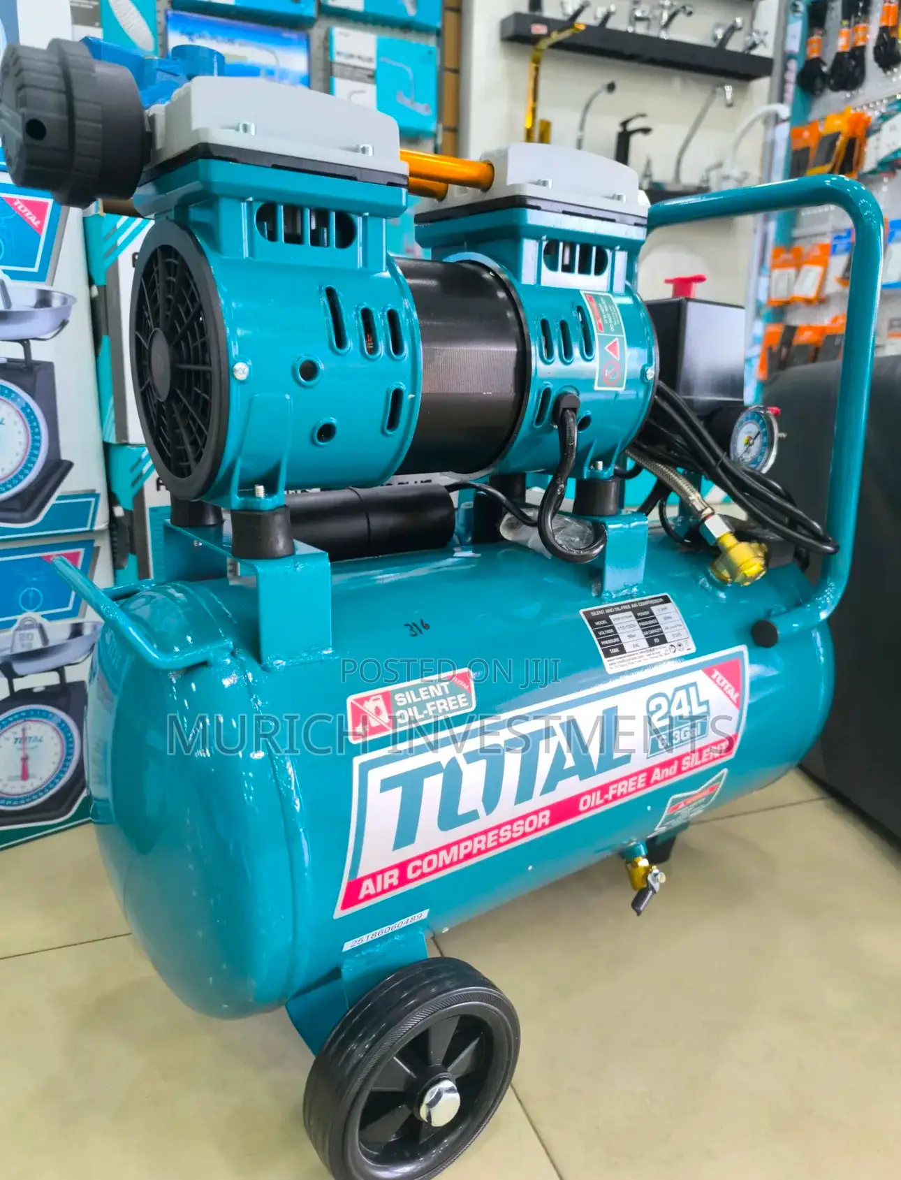 Total 24l Silent Oil-Free Air Compressor | 1.5hp | Low Noise
