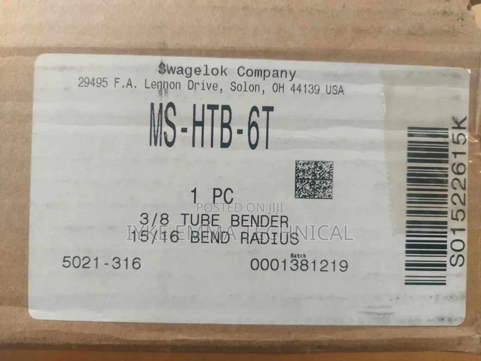 Ms-HTB-6t Swagelok Hand Tube Bender, 3/8 In. Tube Od, 15/16 In.