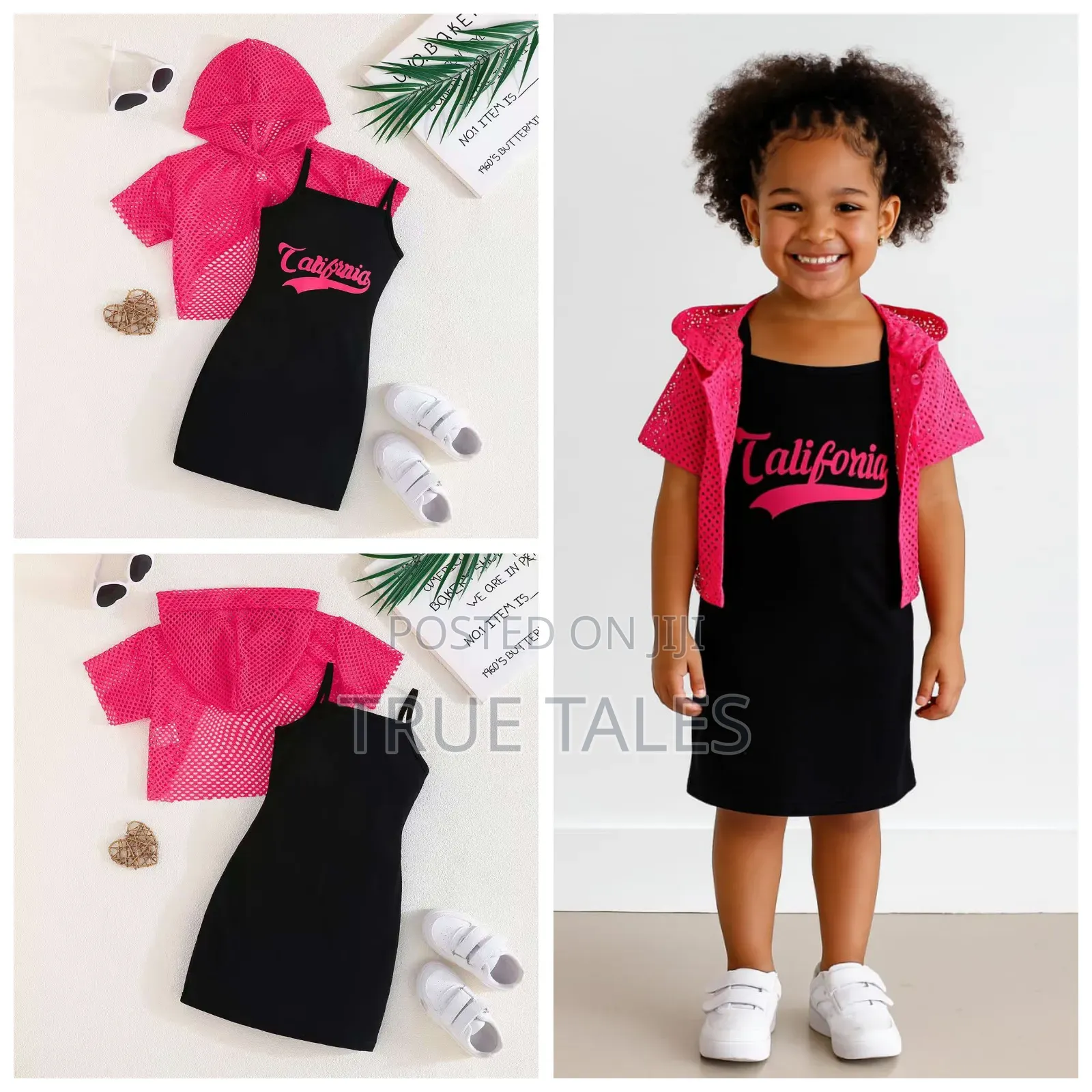California Pink Hoodies And Black Dress Set Ages 2 To 8 Years