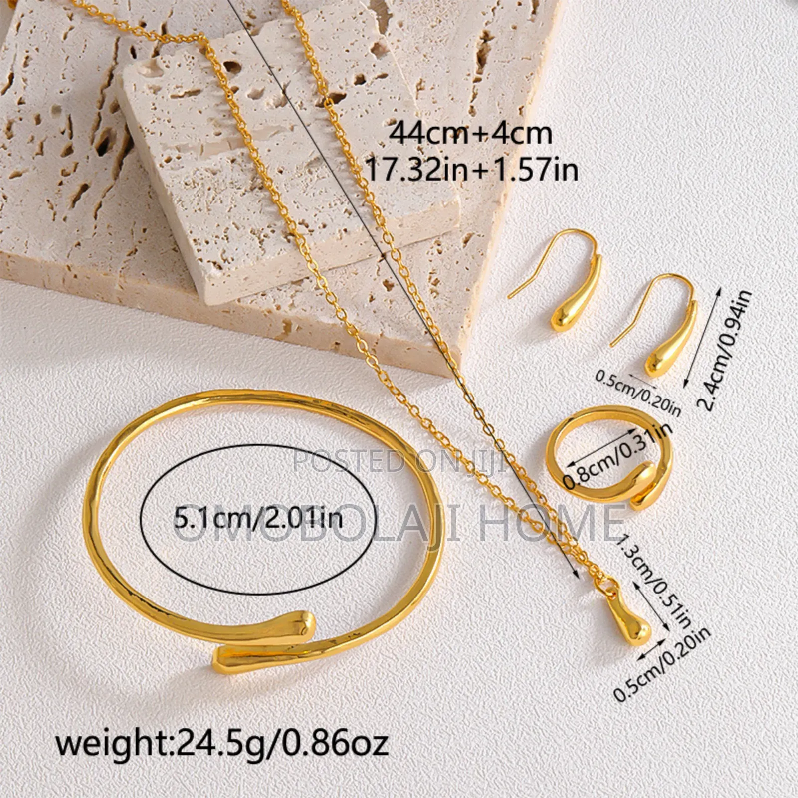 Jewelry Set With Earrings Chain Necklace Ring and Watch