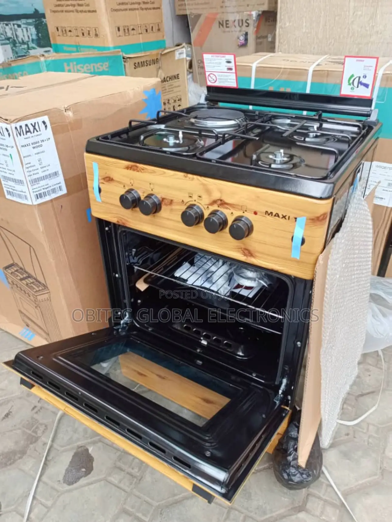 Maxi 3+1 Standing Gas Cooker Wooden
