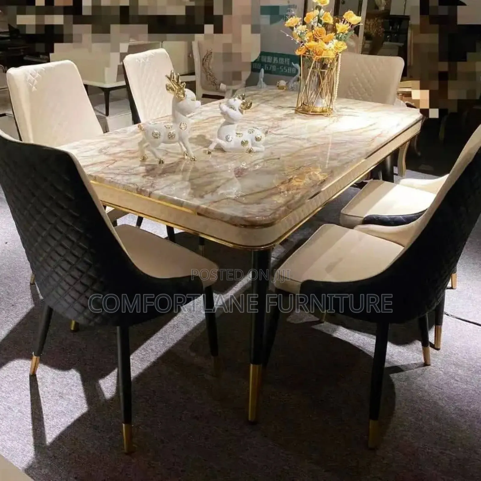 Marble Dining Table With Six Seaters