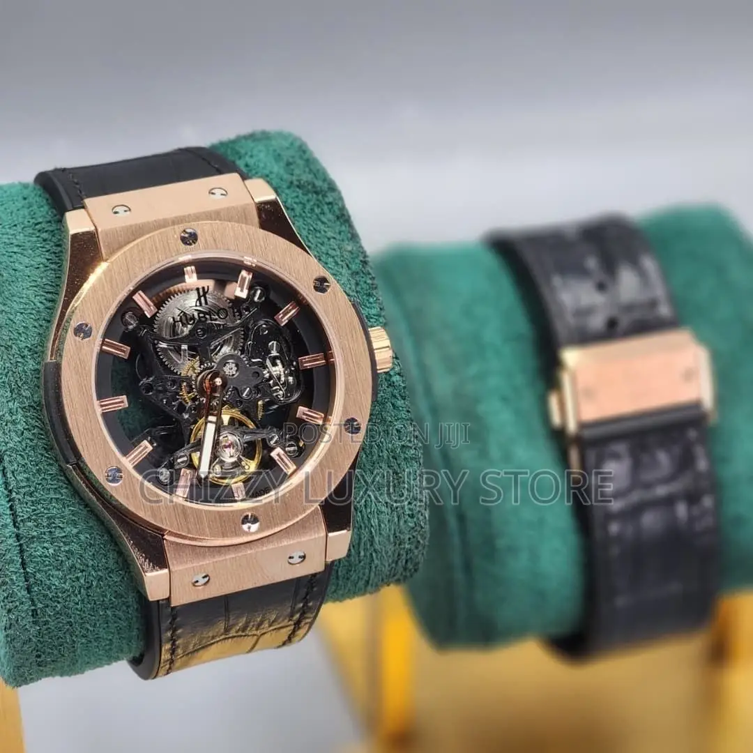 Hublot Quality Luxury Men Genuine Leather Chronograph Wristwatch