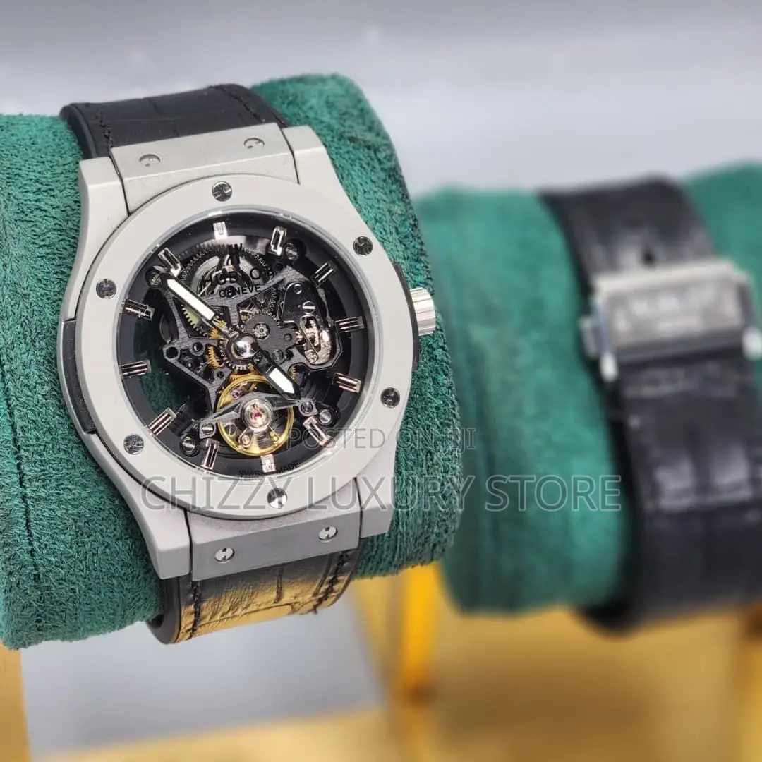 Hublot Quality Luxury Men Genuine Leather Chronograph Wristwatch