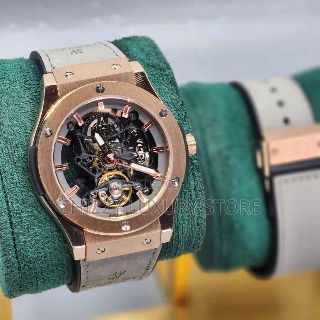Hublot Quality Luxury Men Genuine Leather Chronograph Wristwatch