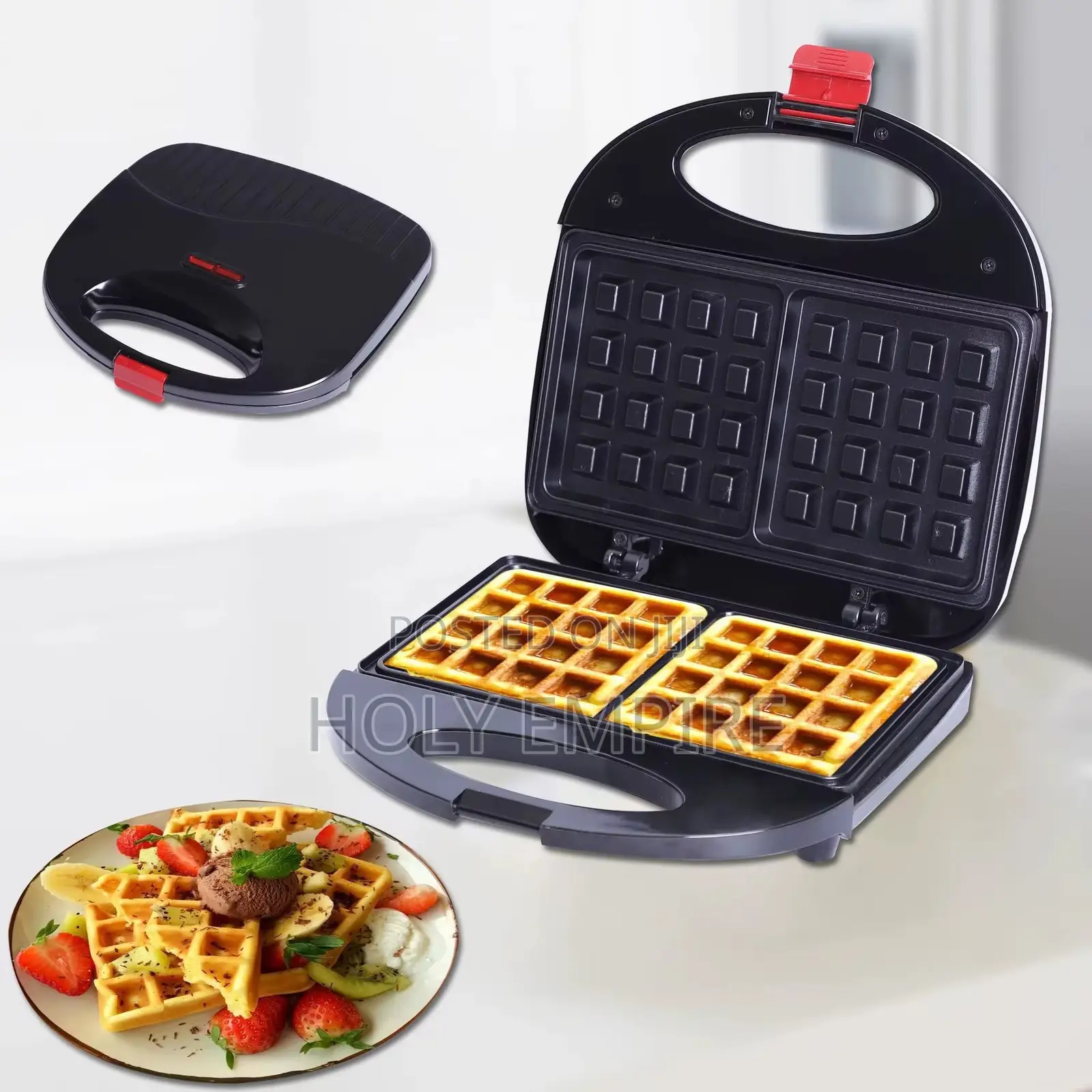 Waffle Maker With Non-Stick Coated Plates, Cool Touch Housing, Power
