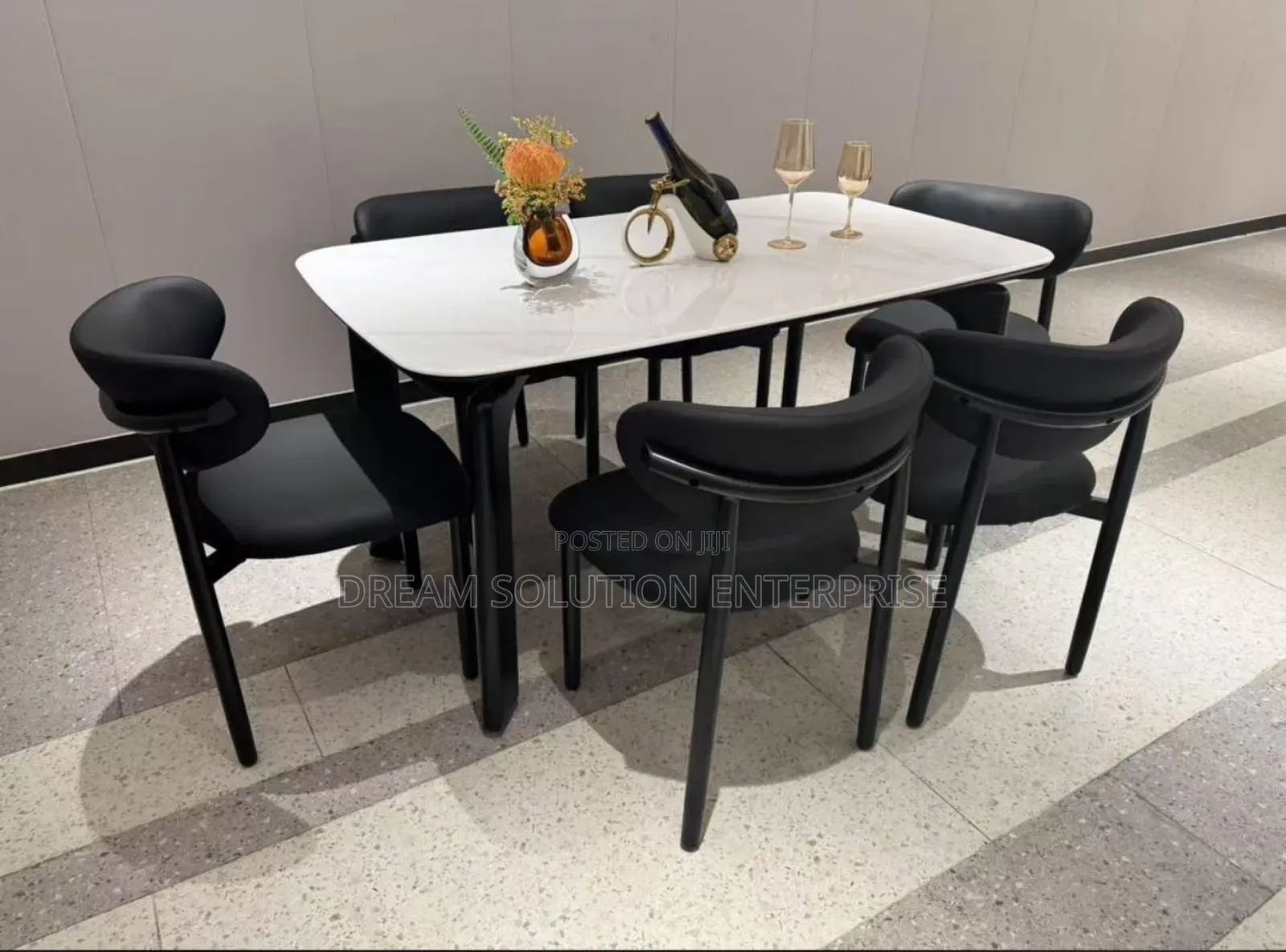 Six Seater Dinning Table With Six Leather Chairs