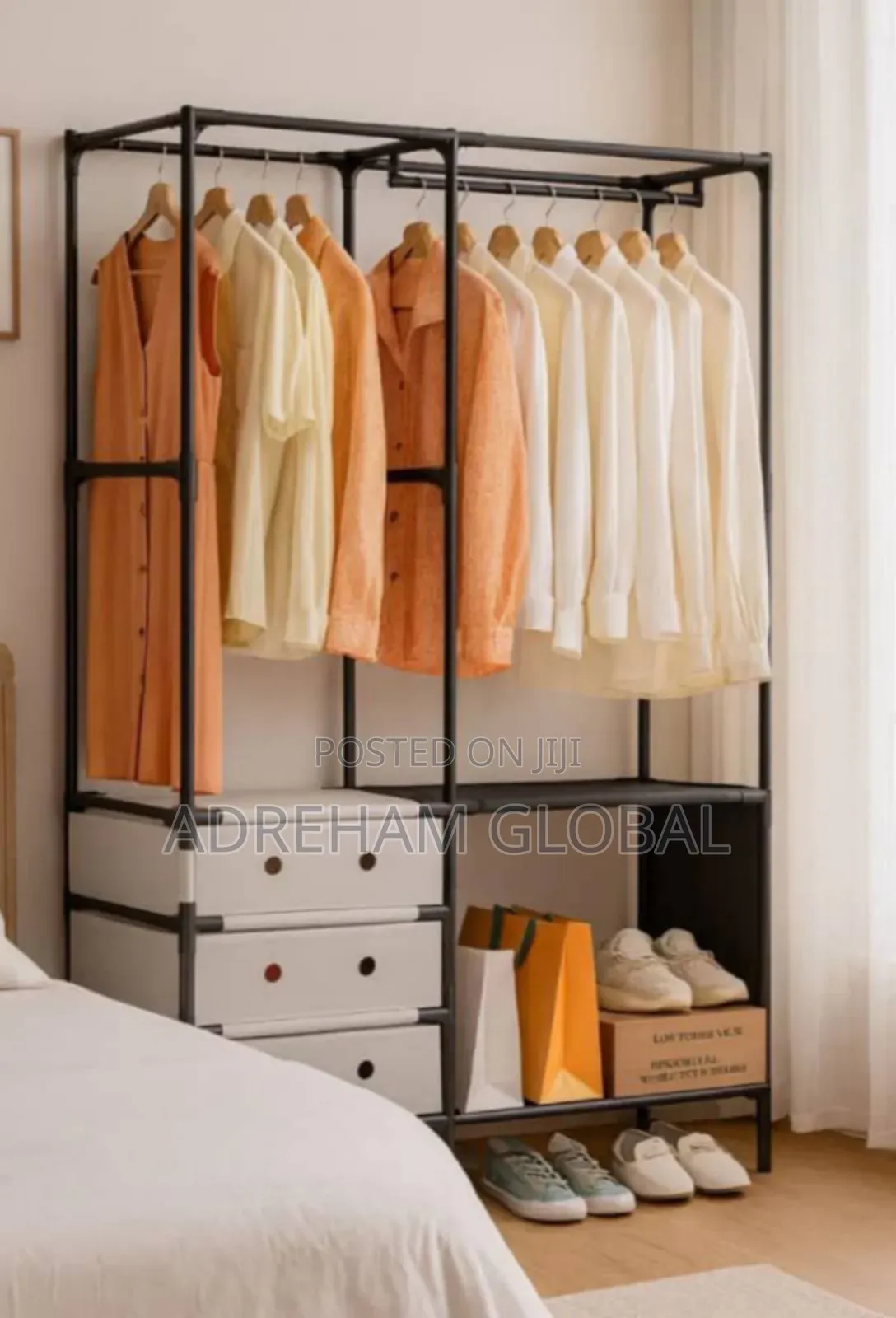 2 Partition With 2 Layers Clothes Rack and Shoe Rack