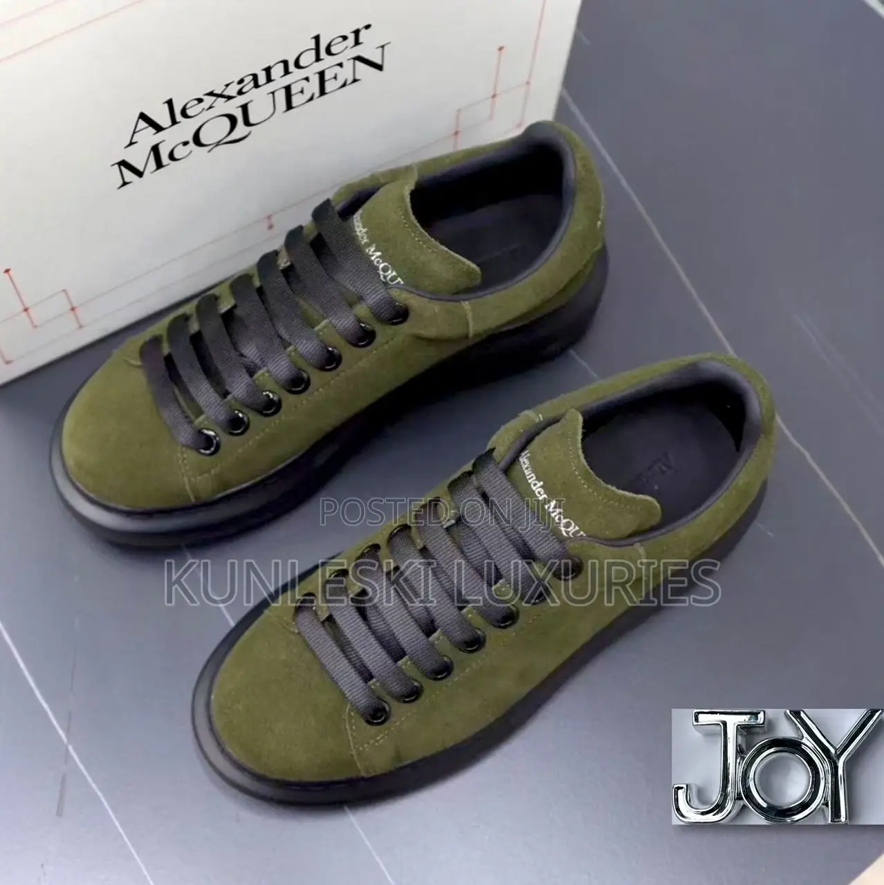 Original Alexander McQueen Suede Green Sneakers in Two Colors