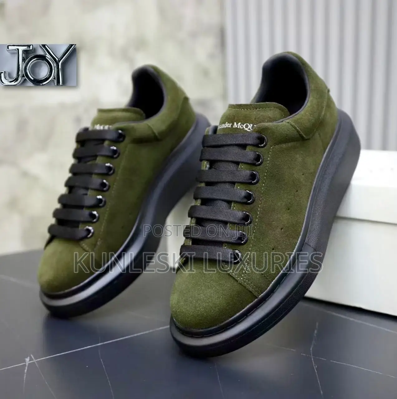 Original Alexander McQueen Suede Green Sneakers in Two Colors