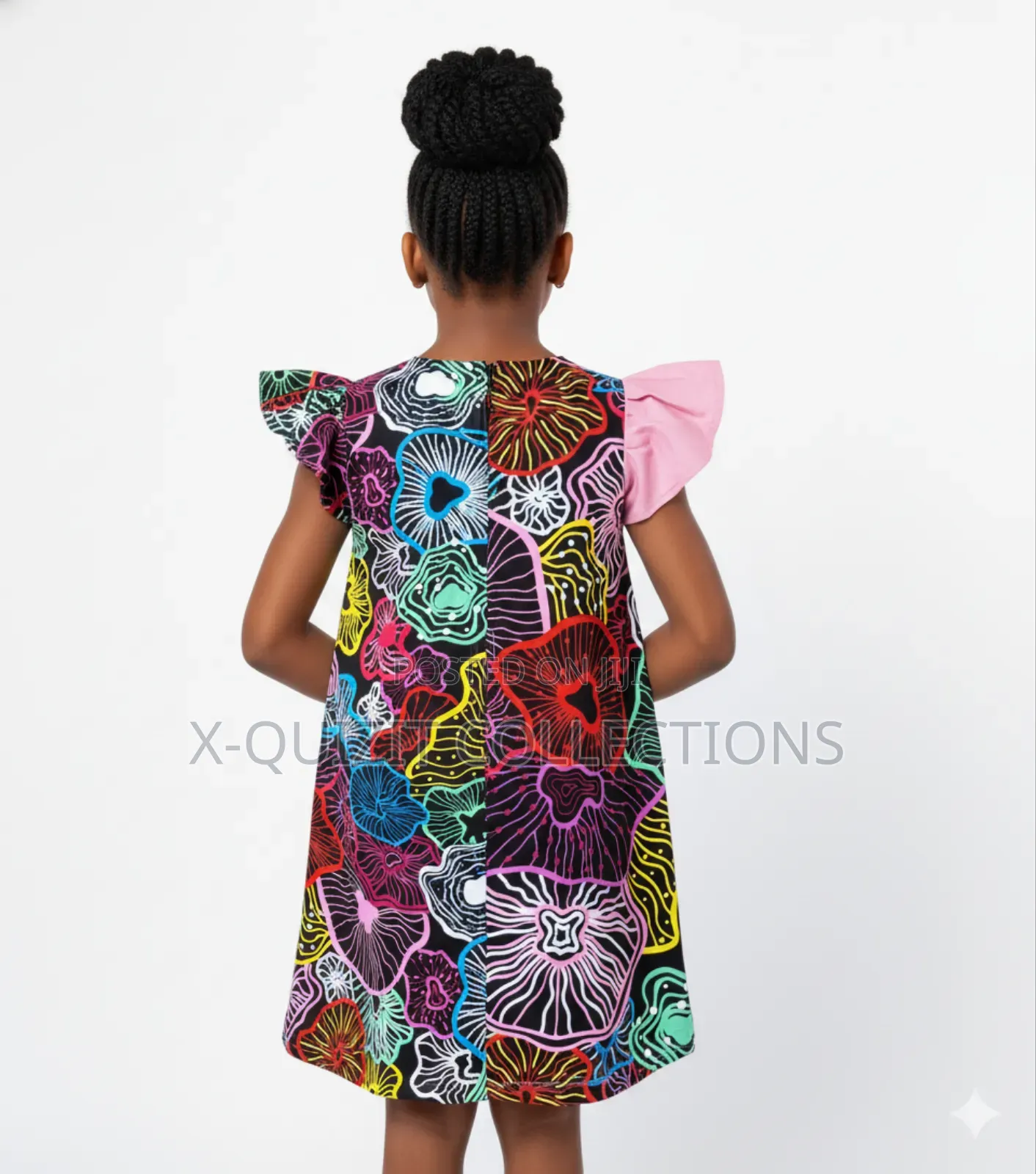 Girls’ Ankara-Mix Flutter Sleeve Dress