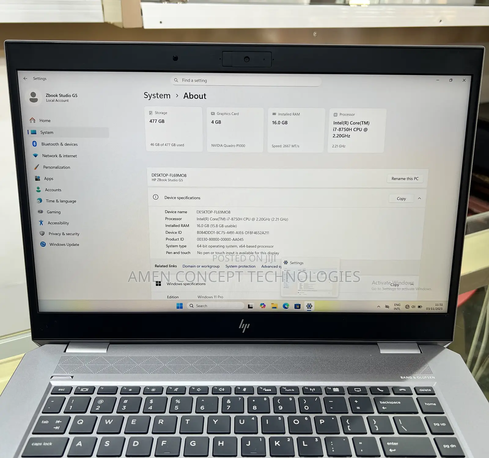 Laptop HP ZBook Studio G5 16GB Intel Core i7 SSD 512GB