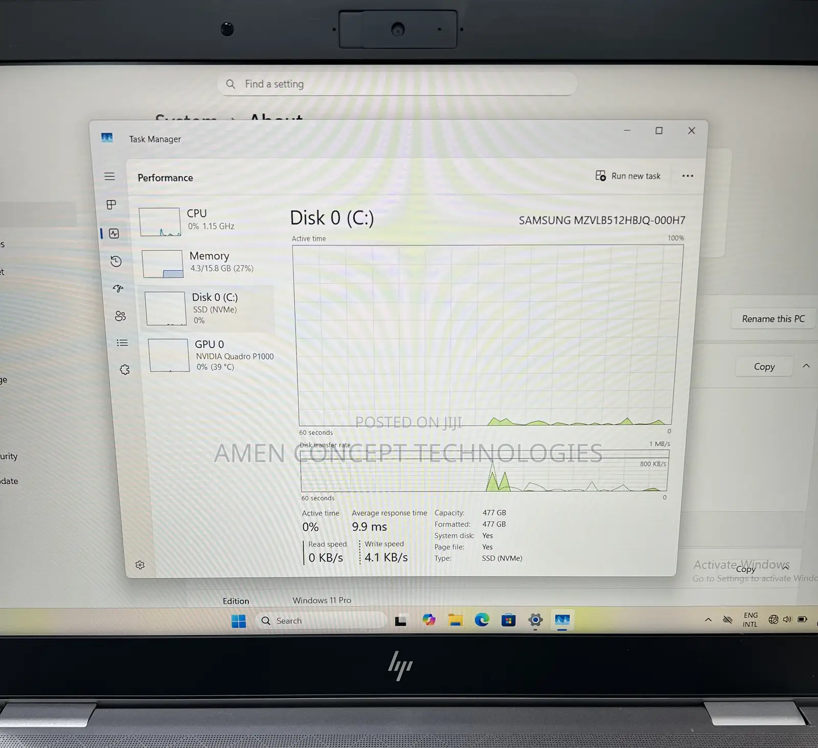 Laptop HP ZBook Studio G5 16GB Intel Core i7 SSD 512GB