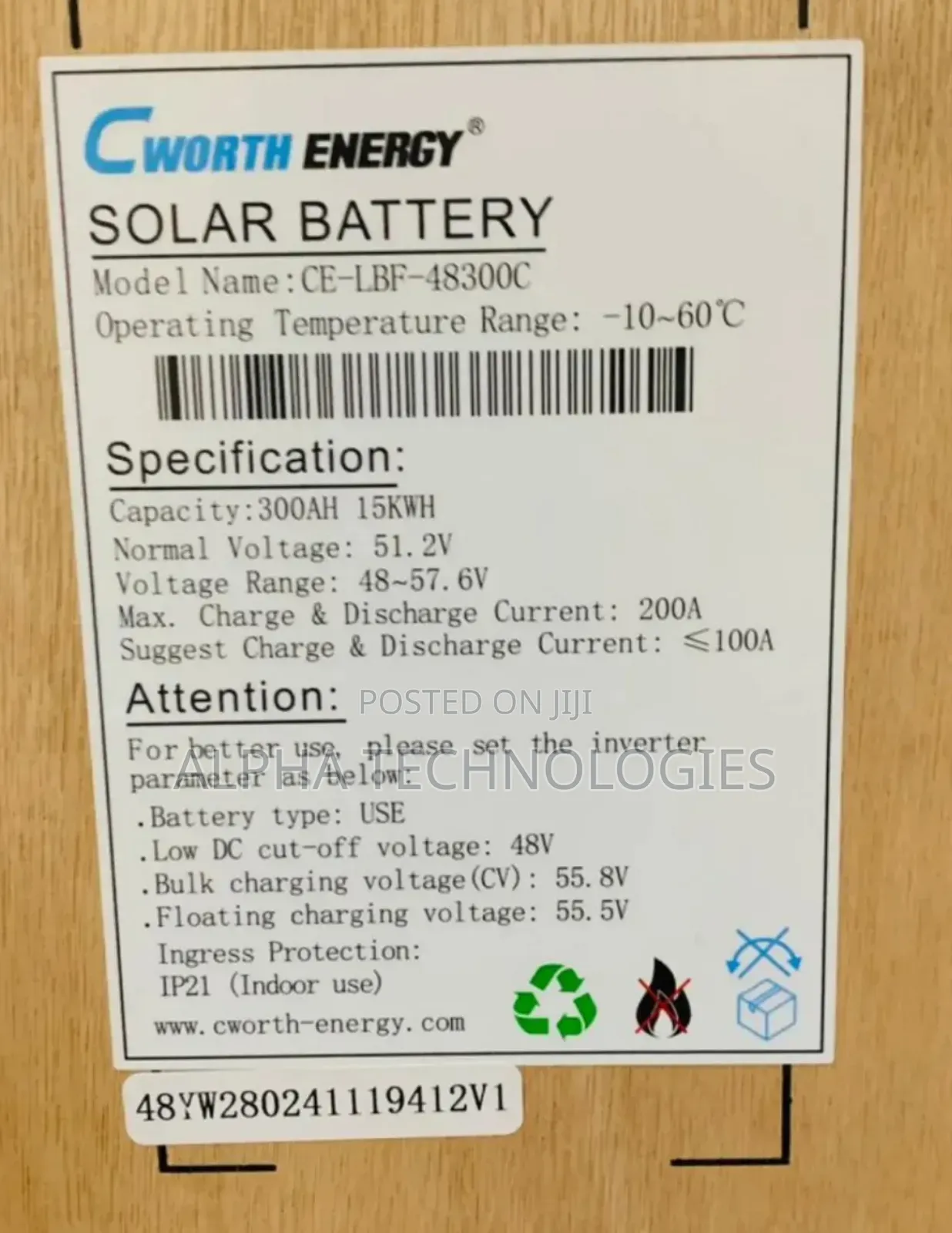 15kwh Cworth Lithium Battery