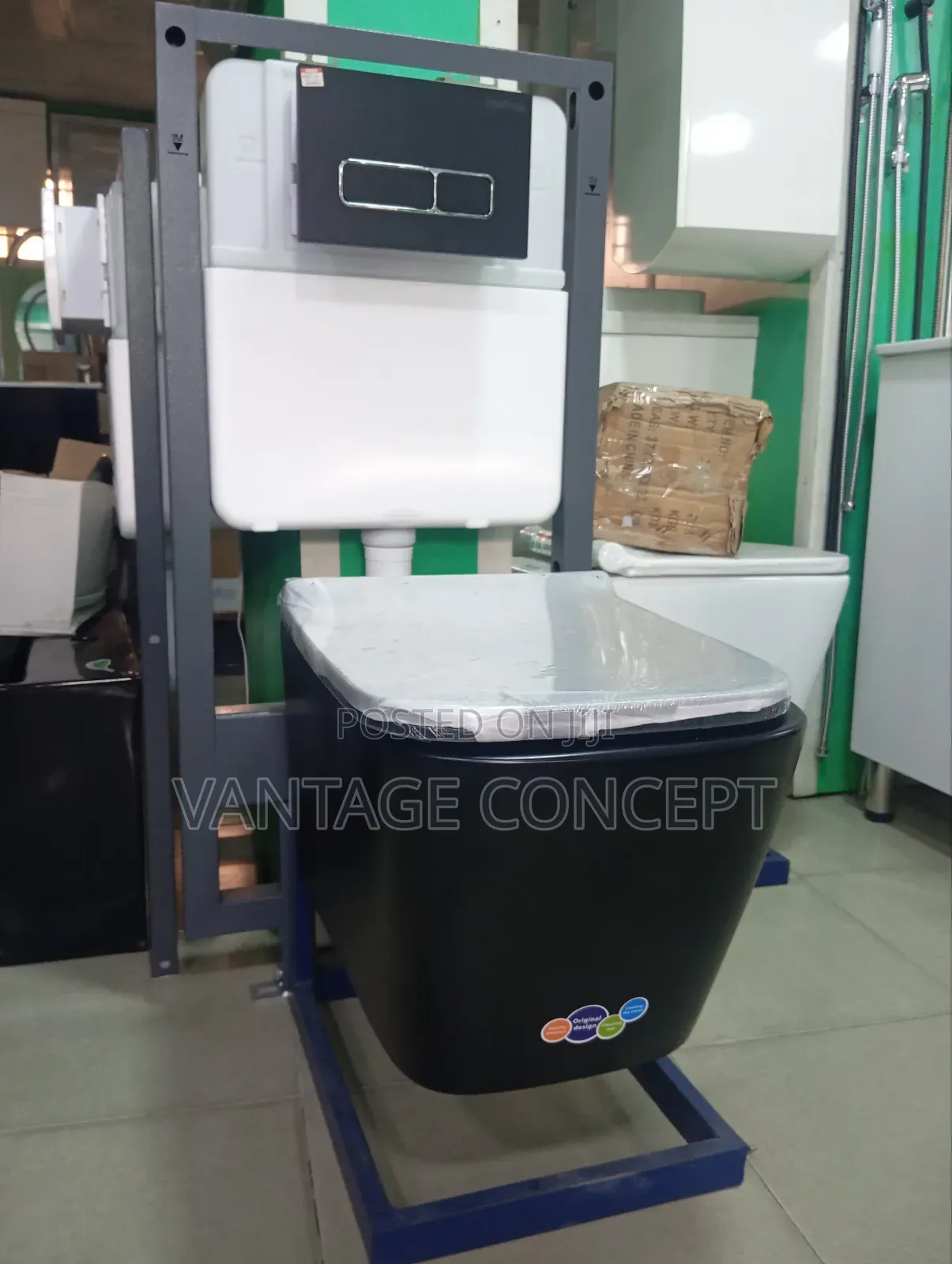 Original Made England Black Square Conceal Wc (Wall Hung)