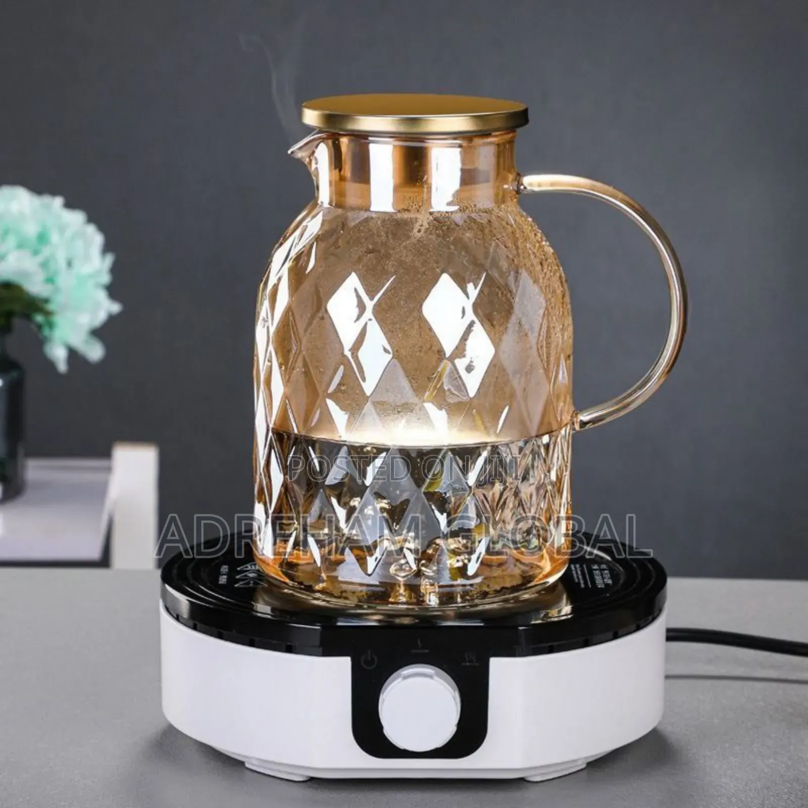 1.8ltr Transparent Borosilicate Glass Teapot,Heat Resistant Hot Cold