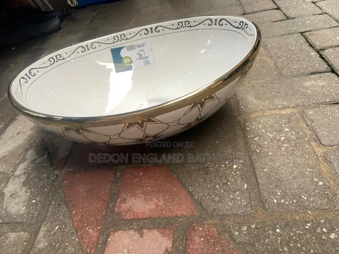 Gold and White Design Countertop Basin