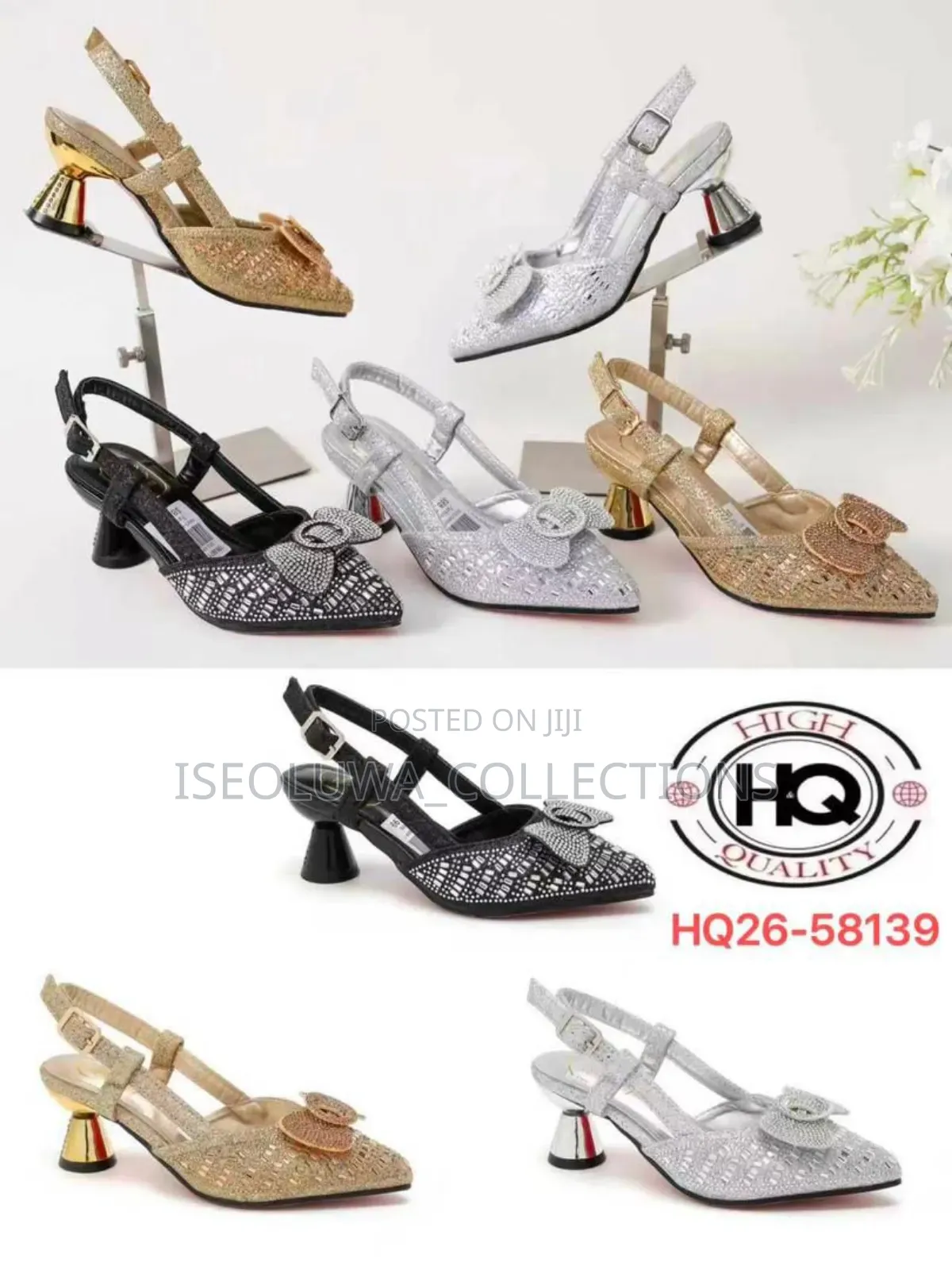 Luxury Crystal Slingback Heels With Bow Detail 28 to 38